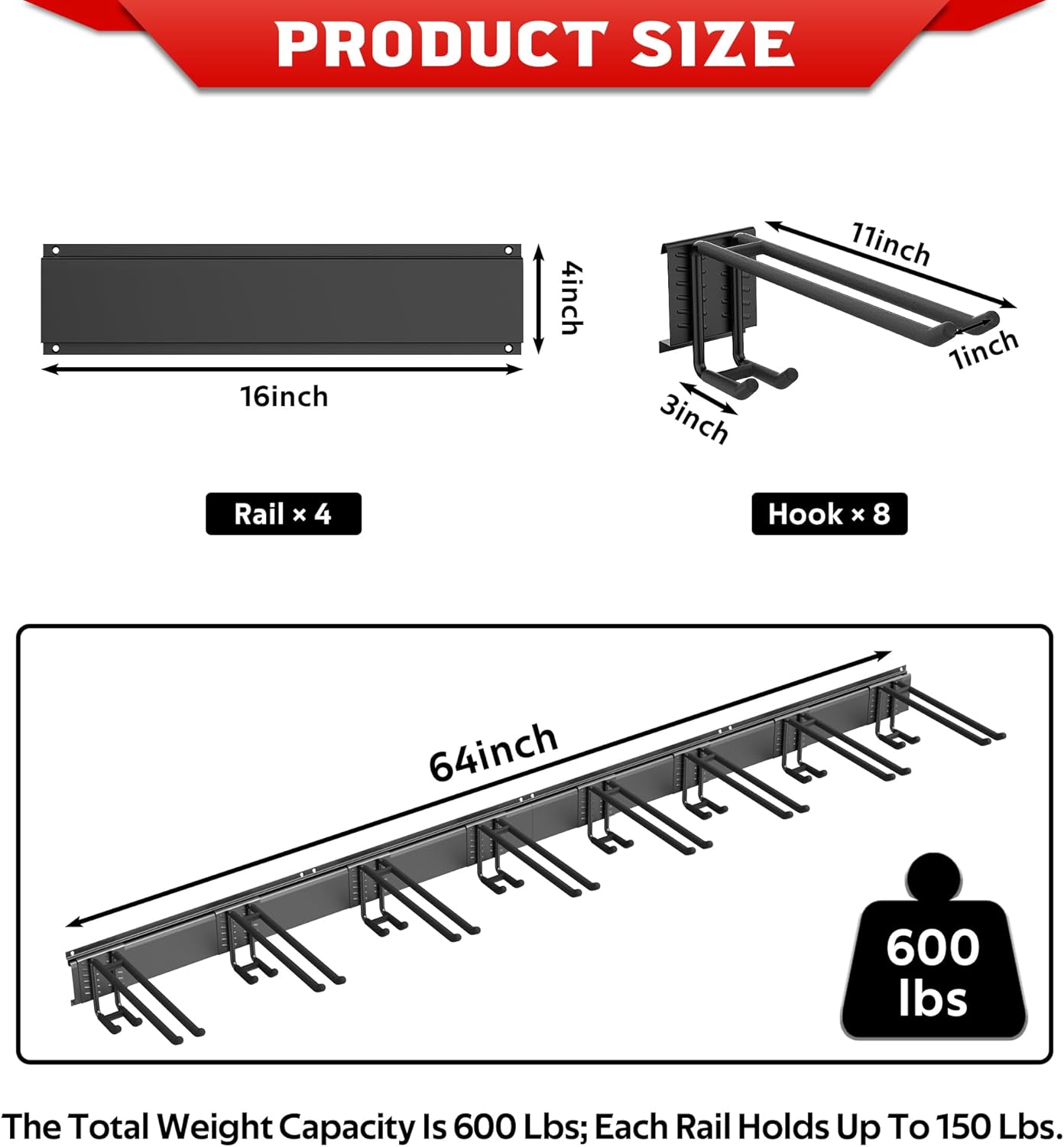 Ultrawall Ski Rack, Wall Mounted Ski Storage for Garage Storage Organizer System, 16 Pairs of Skis Holder for Home Shed, Holds Up to 600lbs