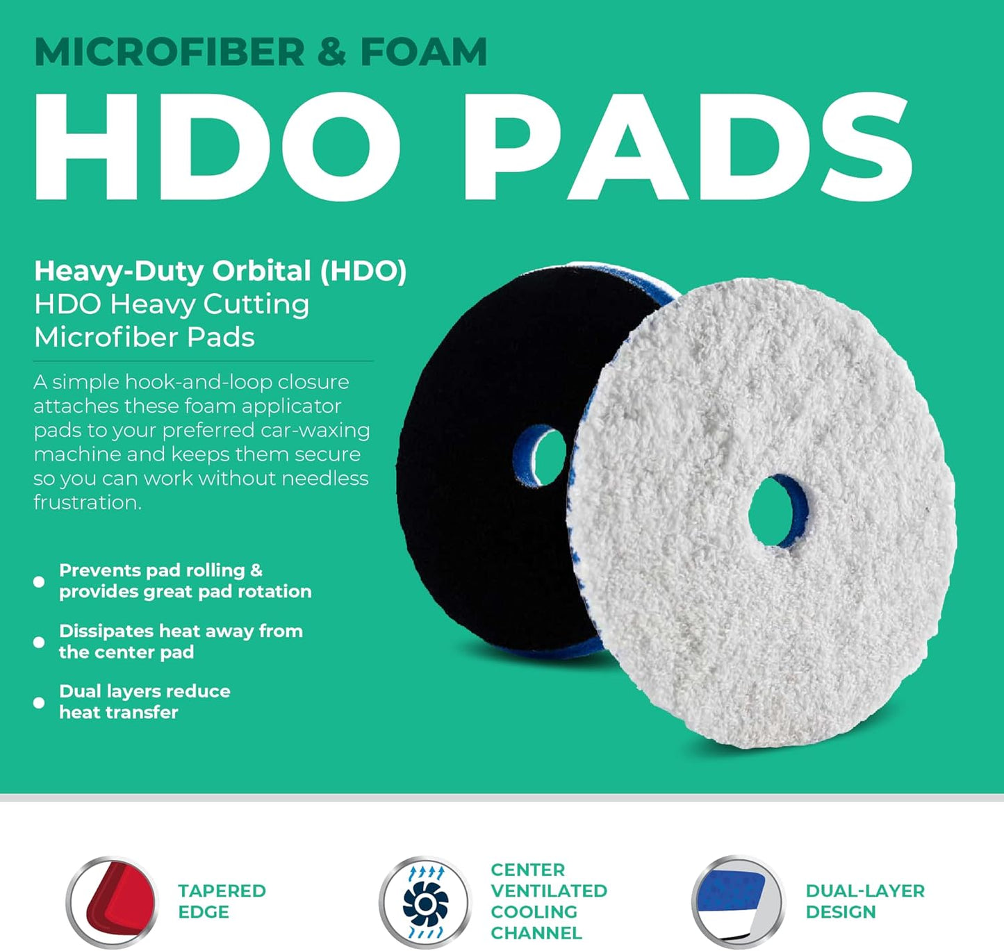 5.5" HDO Microfiber Cutting Pad (2-Pack) – Lake Country Manufacturing – for Random Orbital Polishers – Fits 5" Backing Plate