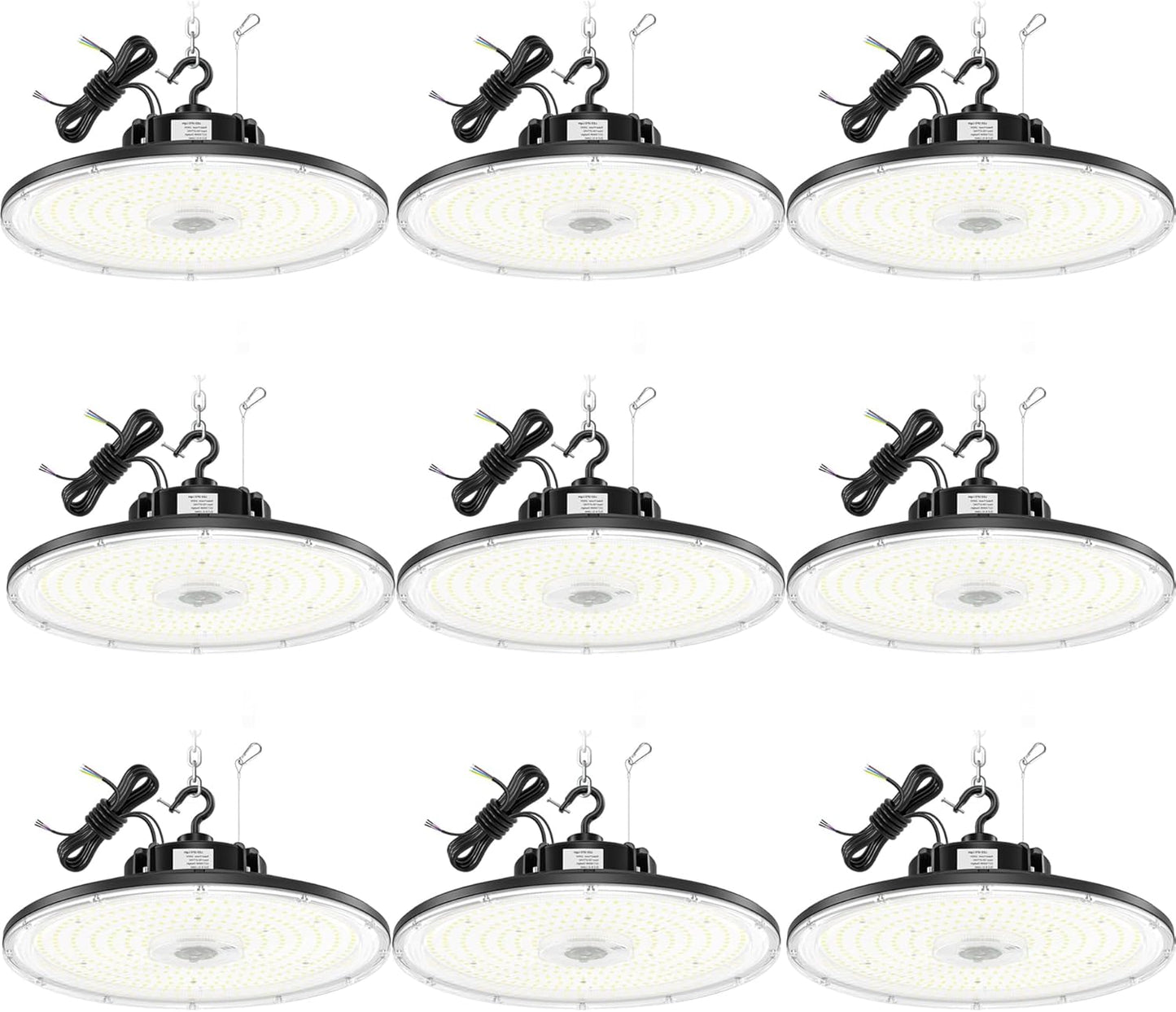 BBESTLED 9 Pack LED High Bay Lights 240W 33,600LM 5000K, Dimmable UFO LED High Bay Shop Light, UL DLC Listed, IP65 Waterproof Commercial Warehouse Lights for Gyms Garage Workshop Barn Factory