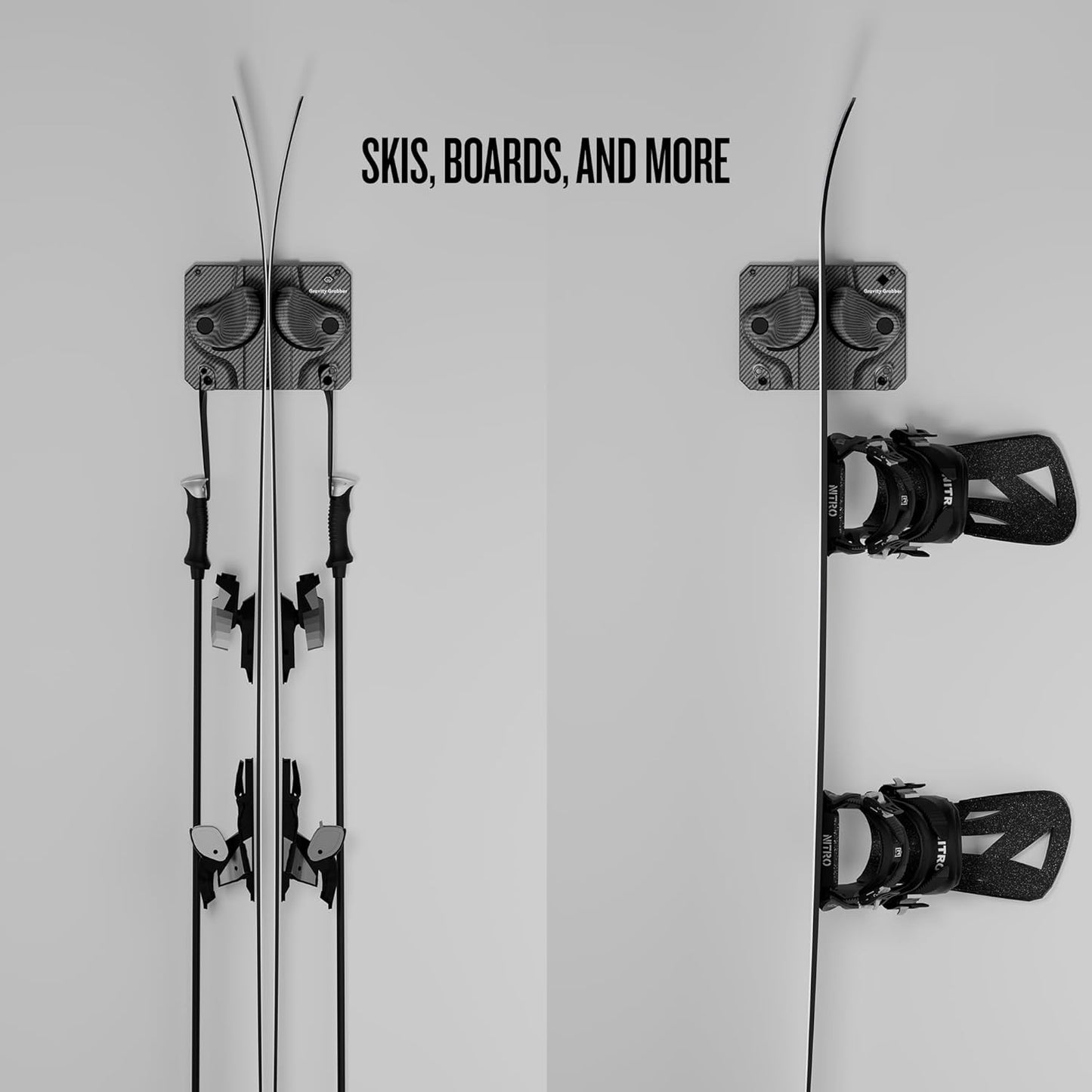 Ultimate Wall Storage Rack for Skis and Snowboards | Damage-Free Storage | Fits Any Ski or Snowboard | (Carbon, 1)