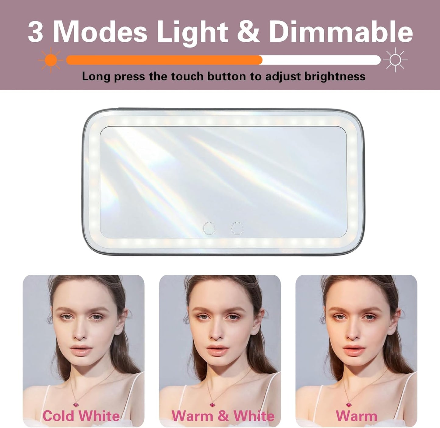 Car Visor Vanity Mirror with Light,LED Sun Visor Mirror,Truck Makeup Mirrors with 3 Light Modes & Dimmable Touch Screen,Car Accessories for Women and Girl