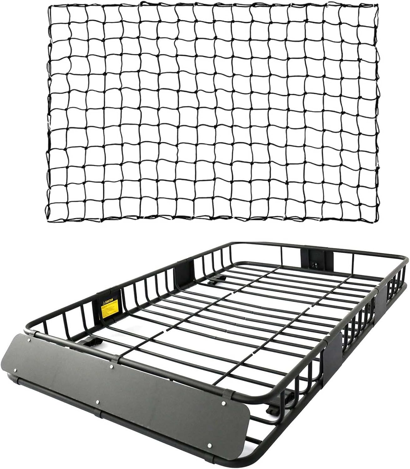 Leader Accessories Roof Rack Cargo Basket Set, Roof Cargo Basket 64'' with Cargo Net 3' x 4' Stretches to 6'x 8' Bungee Net