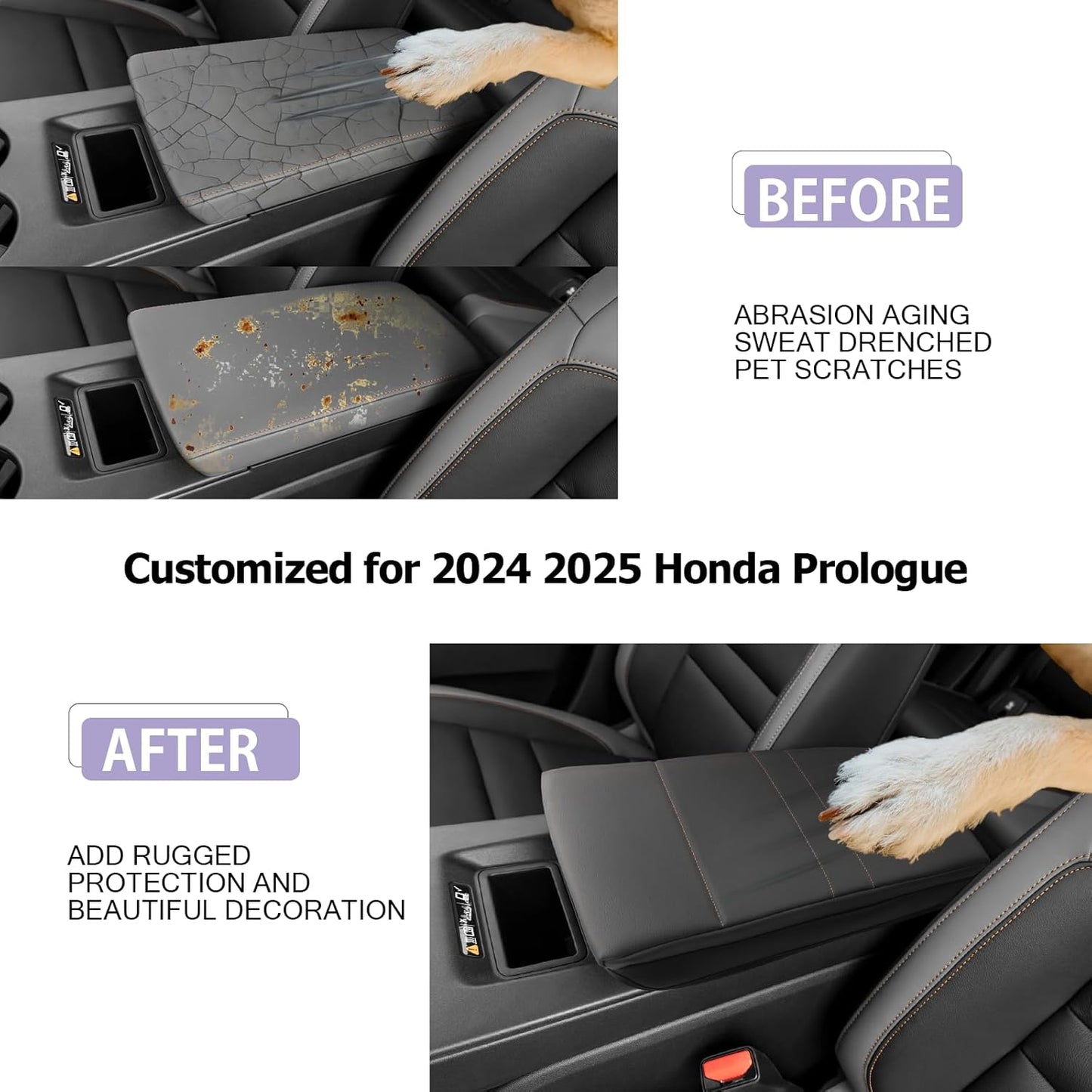 LUWU 2024 2025 Prologue Center Console Cover Compatible with 2024 2025 Honda Prologue Accessories 2025 Prologue EX/Touring/Elite Armrest Cover Center Console Pad Armrest Console Cover (Thick Black)
