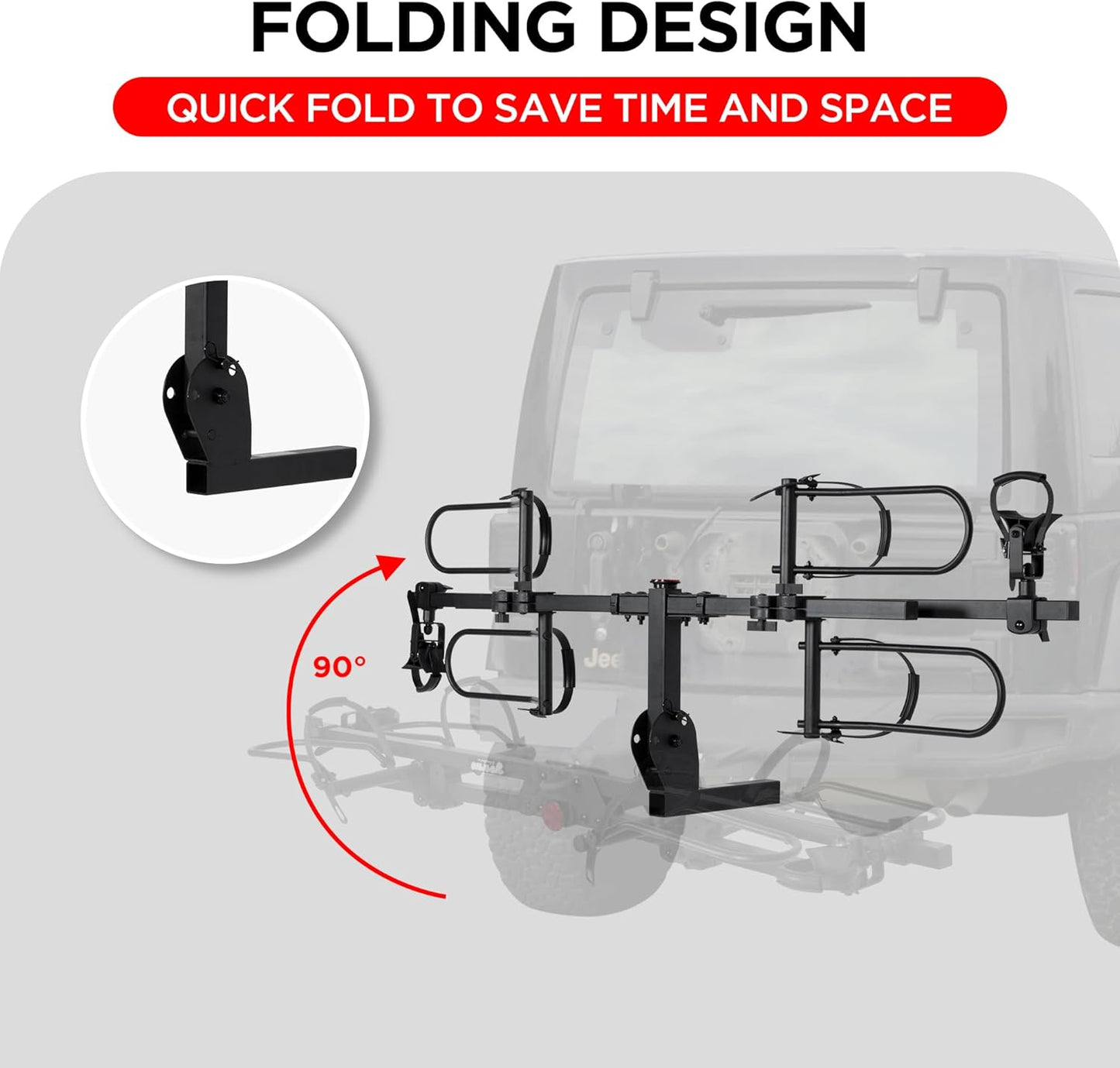 Young Hitch Mounted 2-Bike Rack with Two Posts for Standard, Mountain, Fat Tire Bikes, fit Car, SUV, Van, RV, Trailer, 200 lbs. Capacity