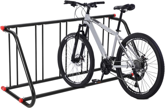 Commercial Grid Bike Rack for 5 Bikes - Heavy Duty Metal Bike Stand Floor, Outdoor Bicycle Parking Rack for Garage, Retail, School, Backyard, Bike Shop (Single Side)