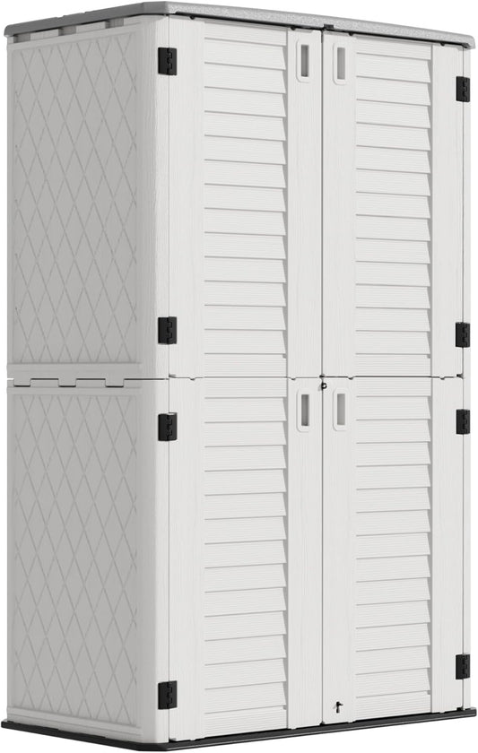 Outdoor Storage Cabinet Waterproof,Resin Vertical Storage Shed Lockable, 66 Cubic Feet Outdoor Storage Box for Garden/Backyard/Home/Pool