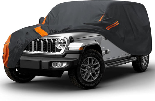 Heavy Duty Waterproof Car Cover for Cars, SUVs, Trucks All Weather, UV Resistant, Dustproof, and Snowproof (2 SUV Car Cover,SICE S3-Fit SUV Length 191-201 inches)