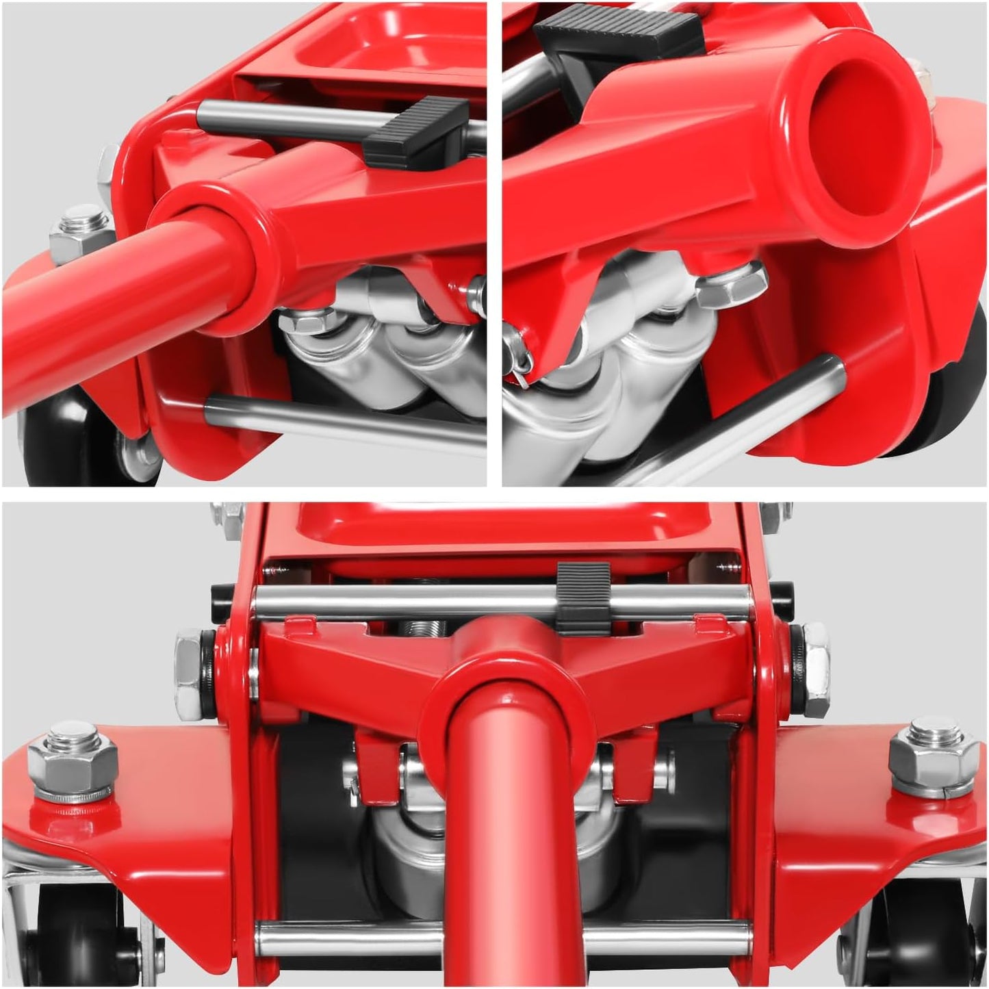 DNA MOTORING Low Profile Hydraulic Trolley Service/Floor Jack, 4 Ton (8000 lbs) Capacity, Lifting Range 4.5"-20",Red,TOOLS-00307