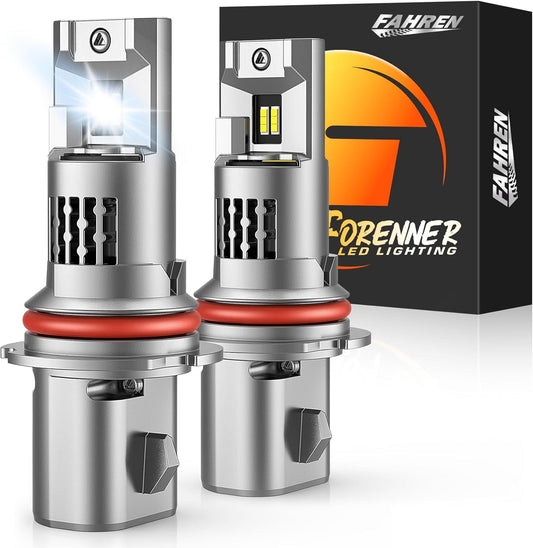 Fahren 9007 Bulb, Ultra Brightness 6500K, 1:1 Same Size HB5 Fog Light with 18000RPM Cooling Fan, Plug-N-Play (2 Pack)