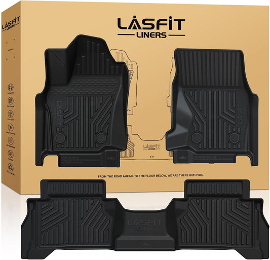 LASFIT Floor Mats for Toyota Tacoma 2024 2025 Double Cab (Not fit Hybrid) All Weather Floor Liner for Tacoma TRD/SR/SR5/limited TPE Custom Fit Car Mats Front&Rear 2 Row Mats,Black (Automatic Trans)