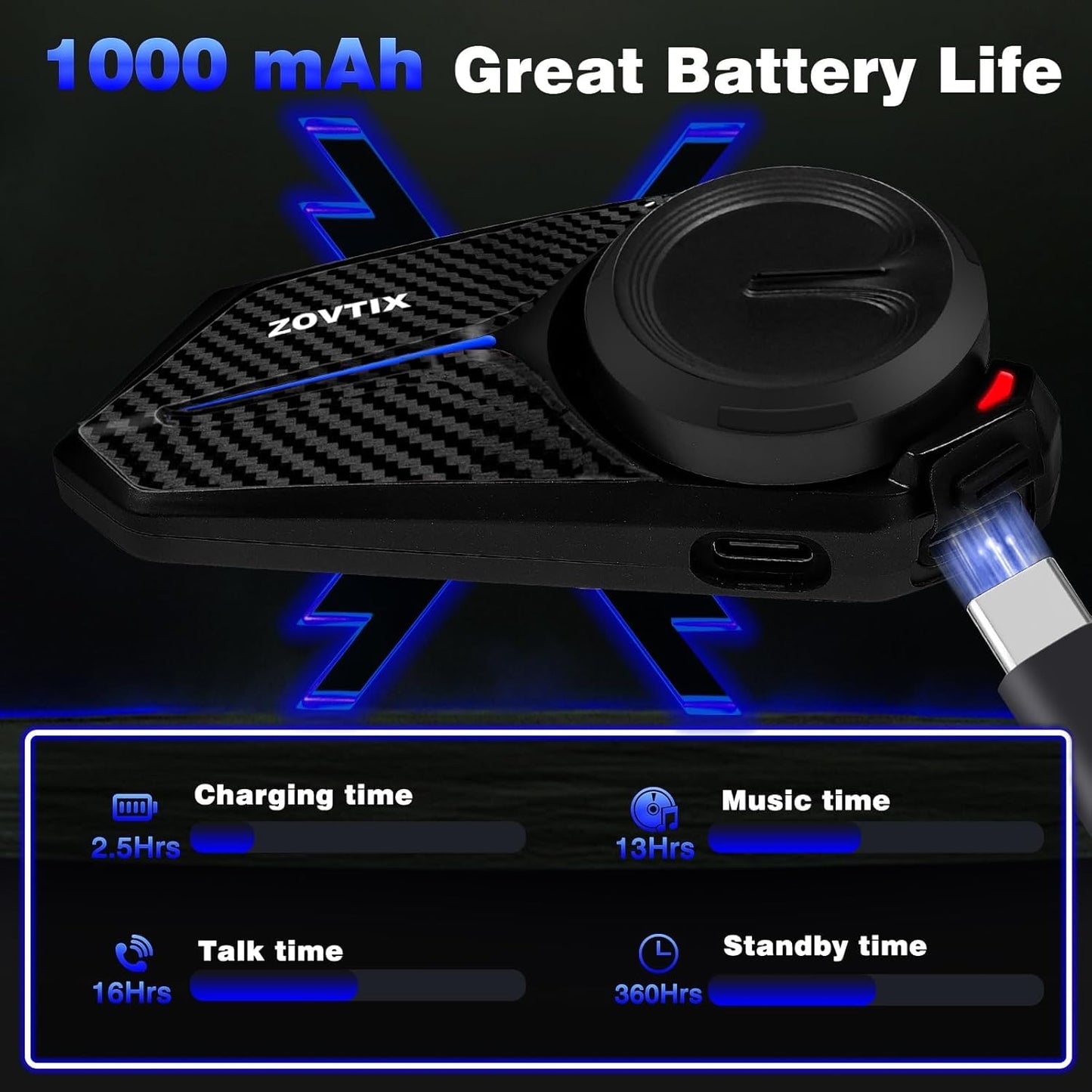 Motorcycle Helmet Headset Support 8 Riders Group Intercom Communication System, Motorcycle Headset with Music Sharing/HiFi Sound/3 EQ Music Modes/Noise Cancellation/IP67/FM Radio/Wake up Siri - 1 Pack