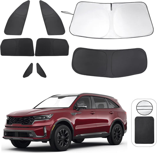 TINGLU Window Shades for Kia Sorento SUV 2021-2024 2025 Accessories Side Full Windows Rear Triangular Windshield Sun Shade Sun UV Rays & Privacy Protection for Camping,Napping,and Relaxing 8PCS