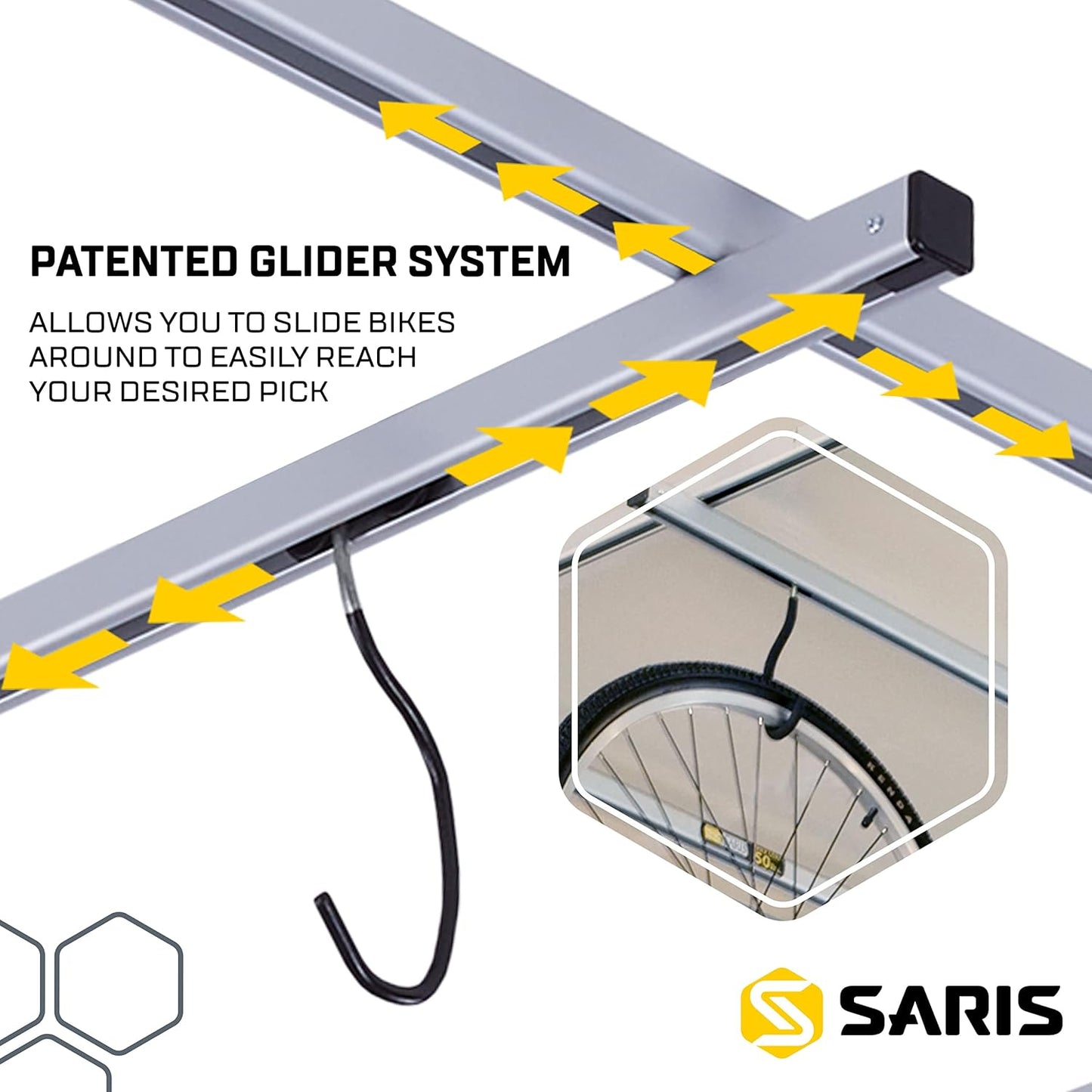 Saris Bike Storage, Cycle Glide Home Bicycle Parking, Ceiling Rack and Add-on-Kit