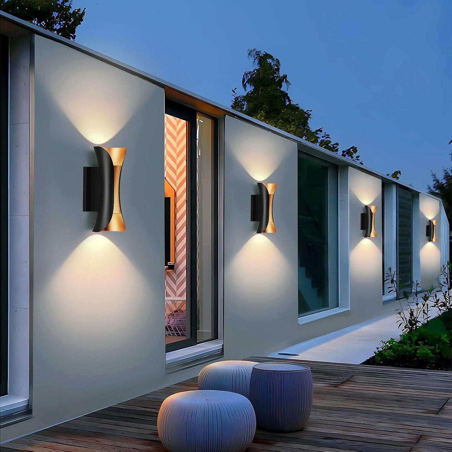 Outdoor Wall Light LED 20W (H) 11.8in Aluminum - Black Gold Waterproof Exterior Lighting Fixture,3000K Warm,Up Down Porch Sconces Brightens to Patio,Garage,Front Door