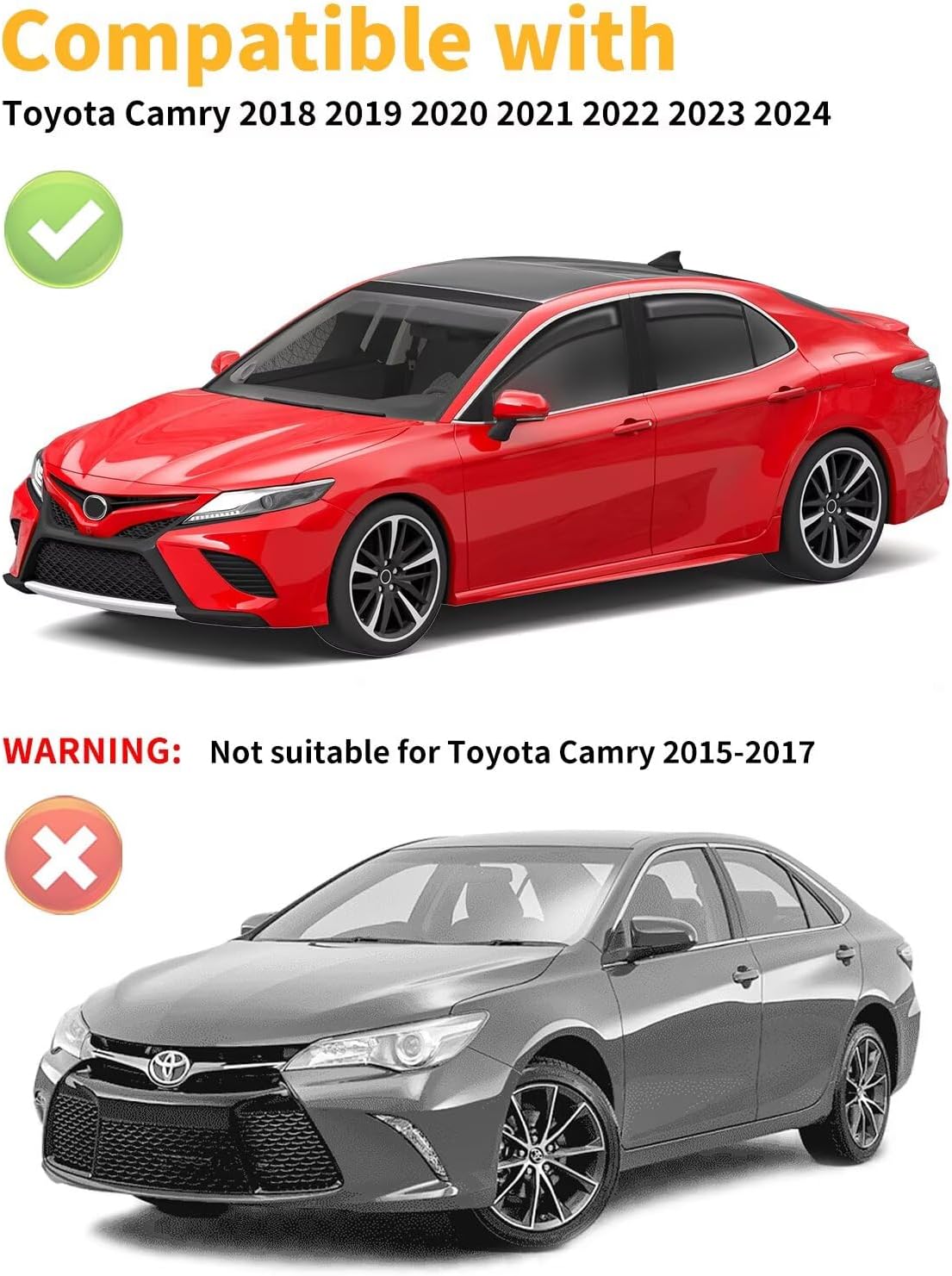 in-Channel Window Rain Guards Fit for Toyota Camry 2018 2019 2020 2021 2022 2023 2024 Extra Durable Window Visors Window Deflectors Vent Visors Vent Shades Car Accessories-4 pcs 2-Q14