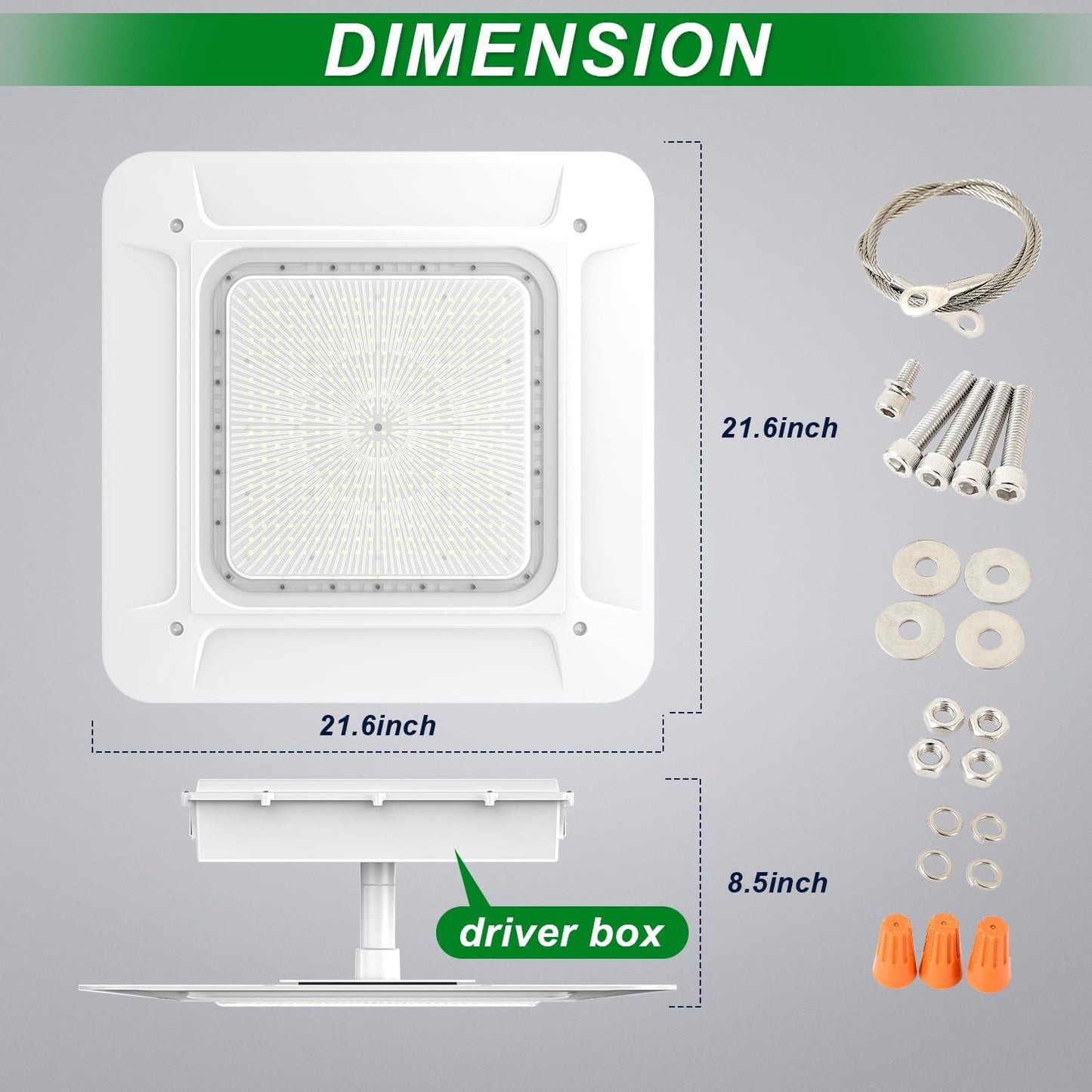 OSTEK LED Gas Station Canopy Light, 240W Carport Ceiling Light 5700K, Outdoor Rated (1000W HID/HPS Equivalent), 90-277V IP65 DLC & UL Listed (240W-1 Pack)