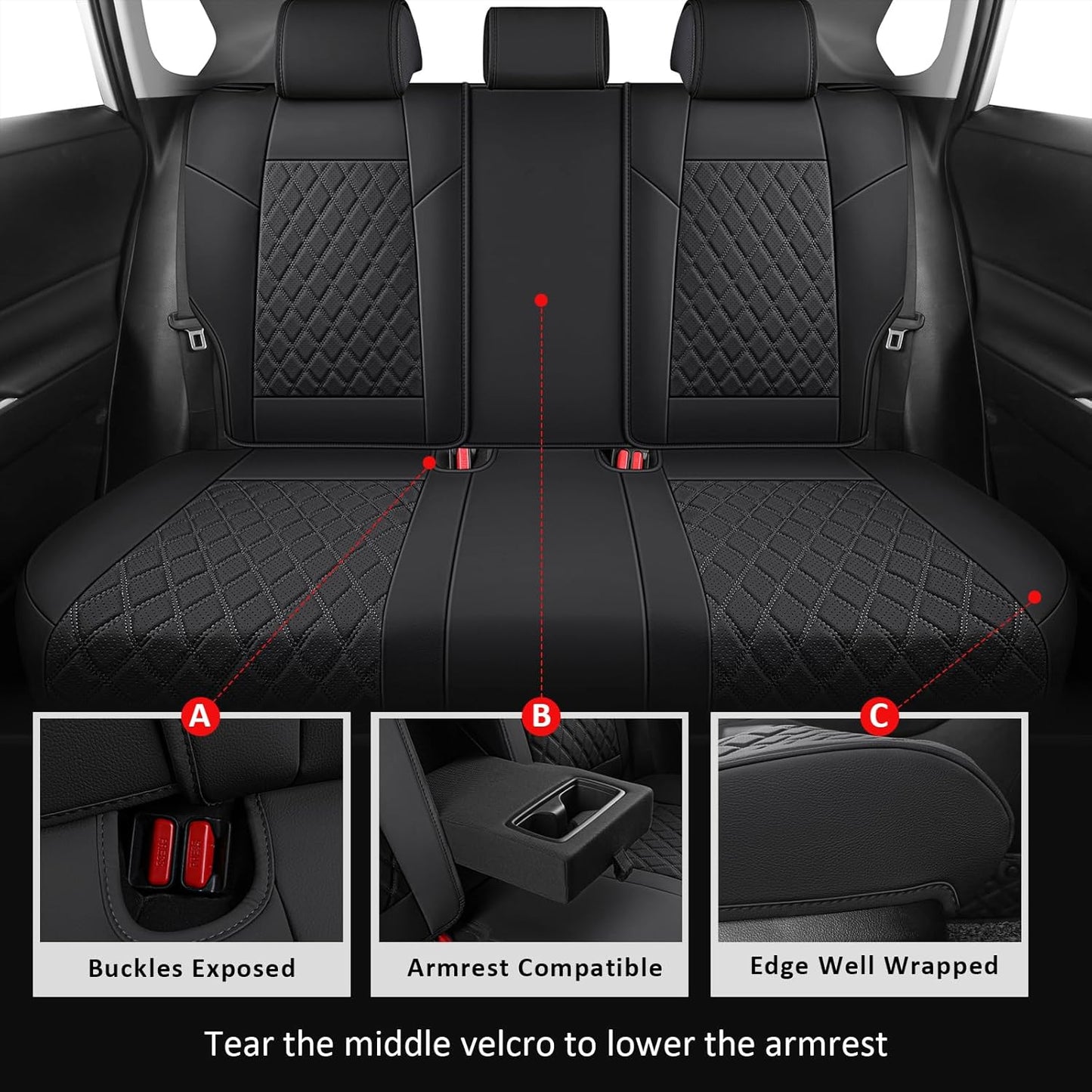 MIROZO Seat Covers for rav4,Waterproof Car Seat Covers Faux Leather Seat Cover Full Set Fit for 2019-2025 Toyota RAV 4 Non-Hybrid (Not for Adv & TRD-Off,Black)