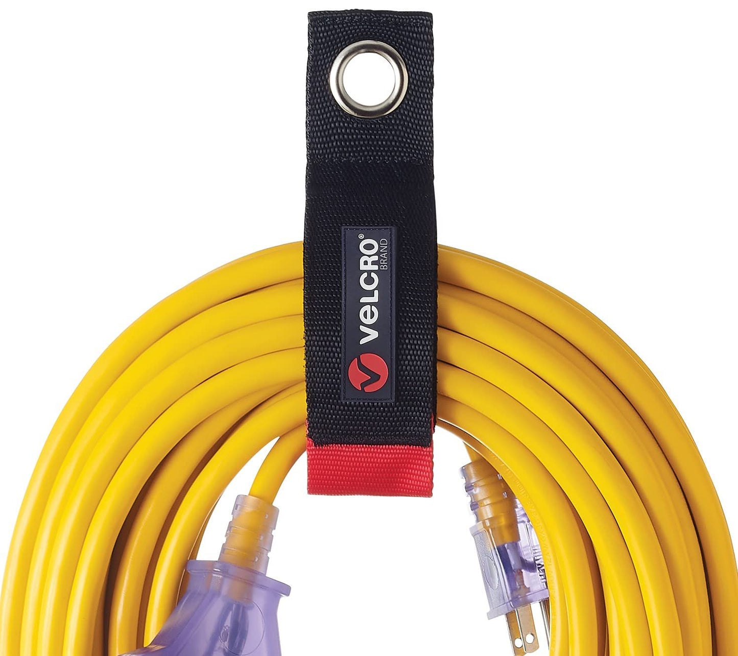 VELCRO Brand Heavy Duty Extension Cord Holder Organizer | Holds 75 Pounds, Storage Straps Hang Easily on Hooks or Nails | Perfect for Garage Organization | 2pk, Size Med 14in, Black