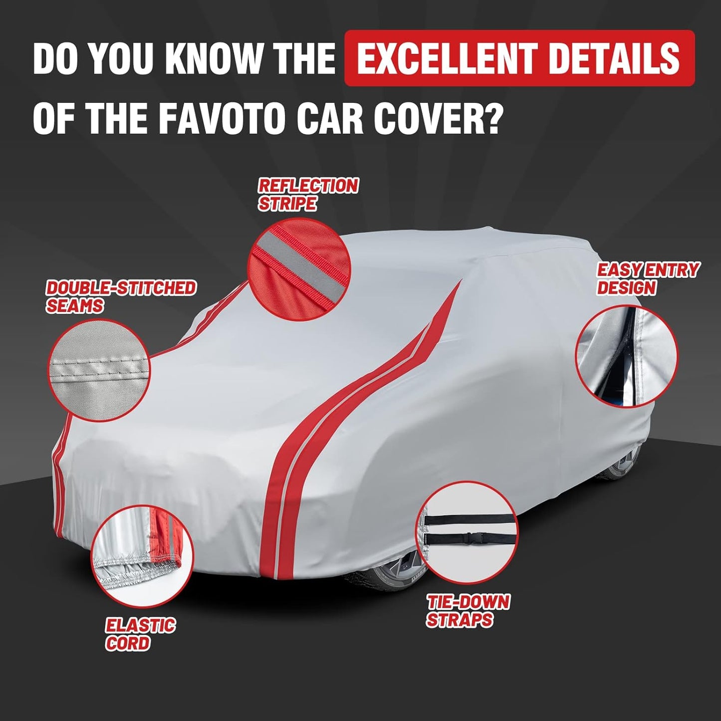 Favoto SUV Car Cover Waterproof - Custom Fit for Honda CR-V (1995-2024) All Weather for Automobiles Outdoor with Reflective Stripe Snow Sun Dust UV Protection Full Exterior Cover