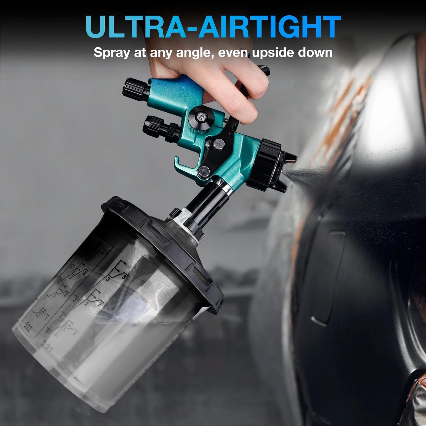 Disposable Paint Cup System 20 Ounce (600ml) Kit - 50 Pack Paint Cups with Lids, 2 Hard Cup with Retainer Ring, 20 Plugs, 2 Cup Adapter, PTFE Tape, Paint Stirrer for Automotive Paint Gun