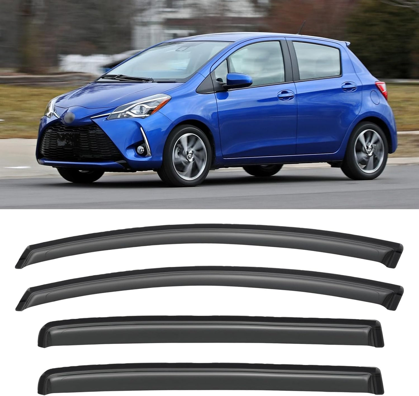 Window Visors Rain Guards for 2012-2018 Toyota Yaris Hatchback, Out-Channel Window Vent Wind Deflectors Visors Shades for 12-18 Toyota Yaris