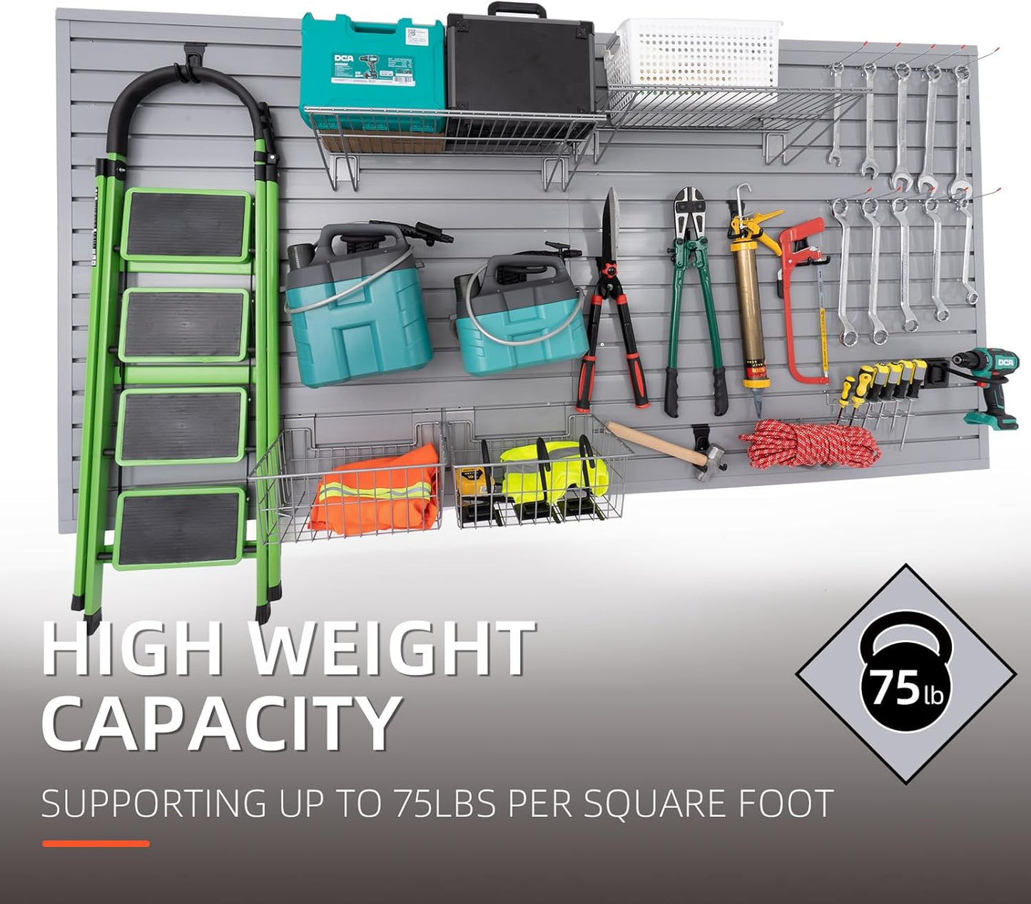 Slat Wall Paneling Garage Wall Organizer, Grey Slatwall Panels 4x8 ft Garage Slat Wall Storage Systems Garage Tool Organizer Wall Mount, Slat Board PVC Wall Panels Garage Storage Organization Product