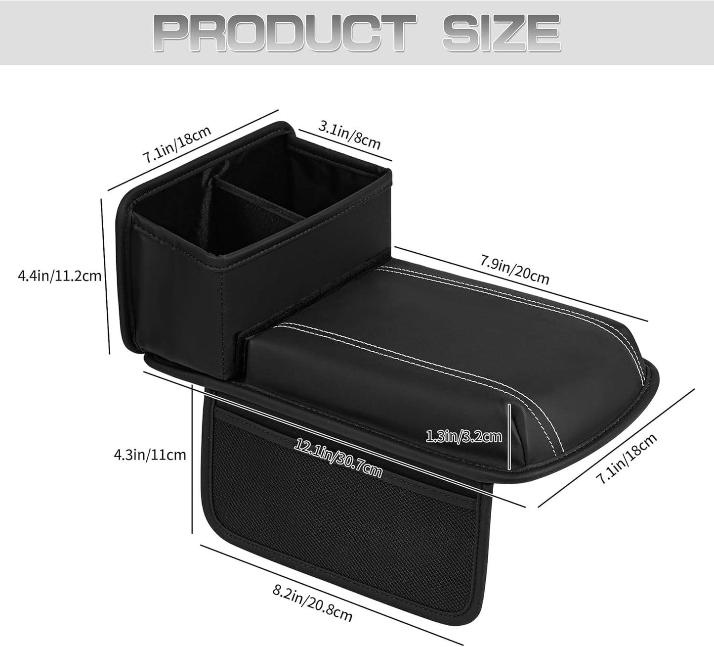 JEYODA Upgraded Car Armrest Cover,Premium Leather Car Armrest Cover Cushion with Storage Holder, Caddy for car (beige)