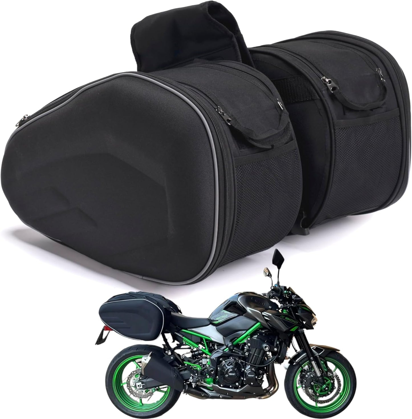 Motorcycle Saddlebags, 36L-58L Expandable Capacity, Motorcycle Panniers Universal, Waterproof, Detachable, Collapsible for Sport Dirt Bike Side Bags and Luggage