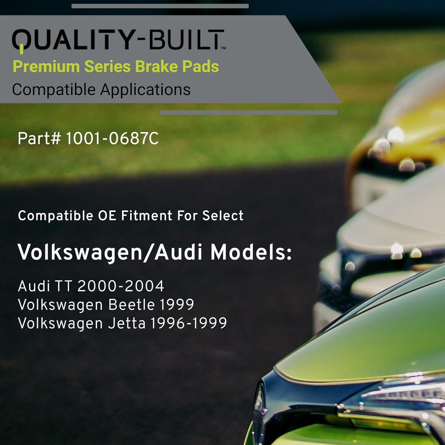 Premium Ceramic Front Brake Pads (1001-0687C) Compatible with Audi TT 2000-2004, Volkswagen Beetle 1999-1999, Volkswagen Jetta 1996-1999