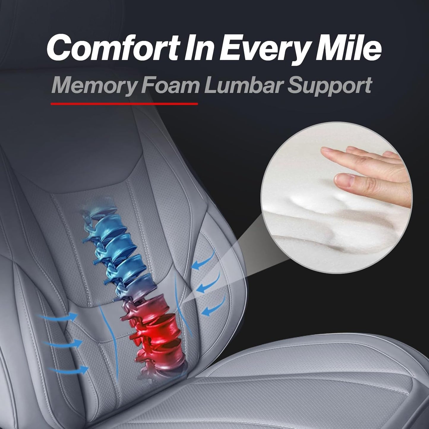 Coverland Custom Car Seat Covers Compatible with 2016-2025 Titan King Cab - Premium Leather Non-Slip Memory Foam Waterproof Cover Interior Protector Full Set-Gray [See Size Chart-Size X121]