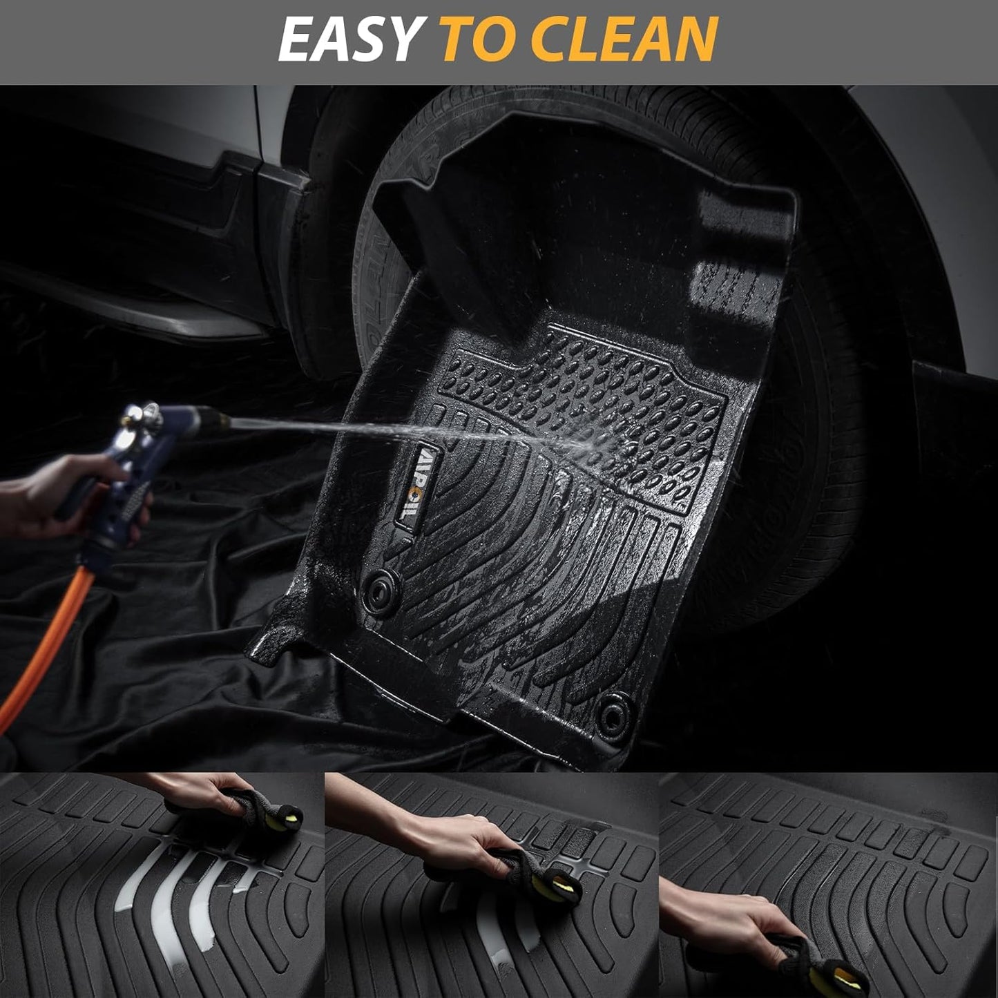 AIPOIL® Floor Mats & Cargo Liner Set for 2022-2024 2025 Toyota Corolla Cross FWD (Not for Hybrid) All Weather Protection TPE Anti-Slip Automotive Full Set Accessories - Black