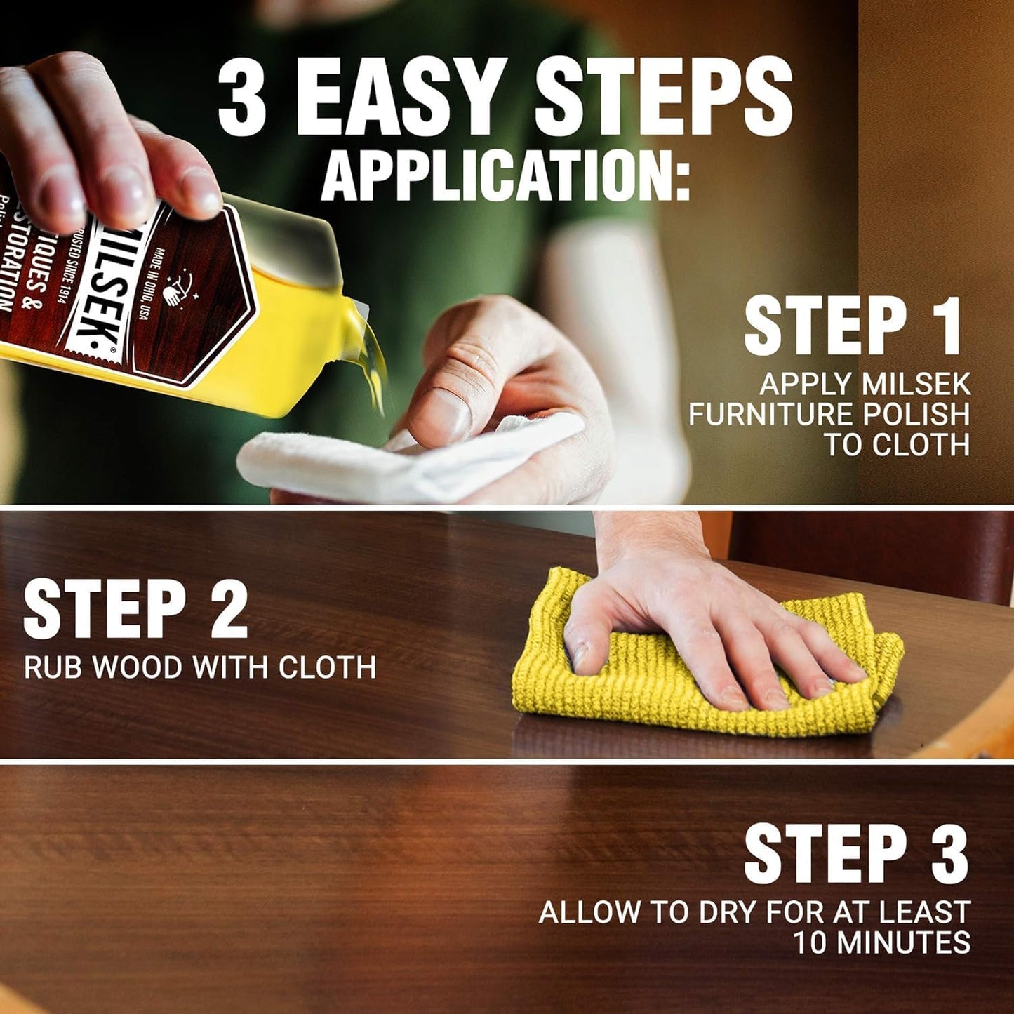 Milsek Antiques & Restoration Polish & Cleaner - Home Essential Cleaning Supplies for Home Improvement of any Wood Antiques or Heirlooms - 12 Fl Oz (Pack of 4)