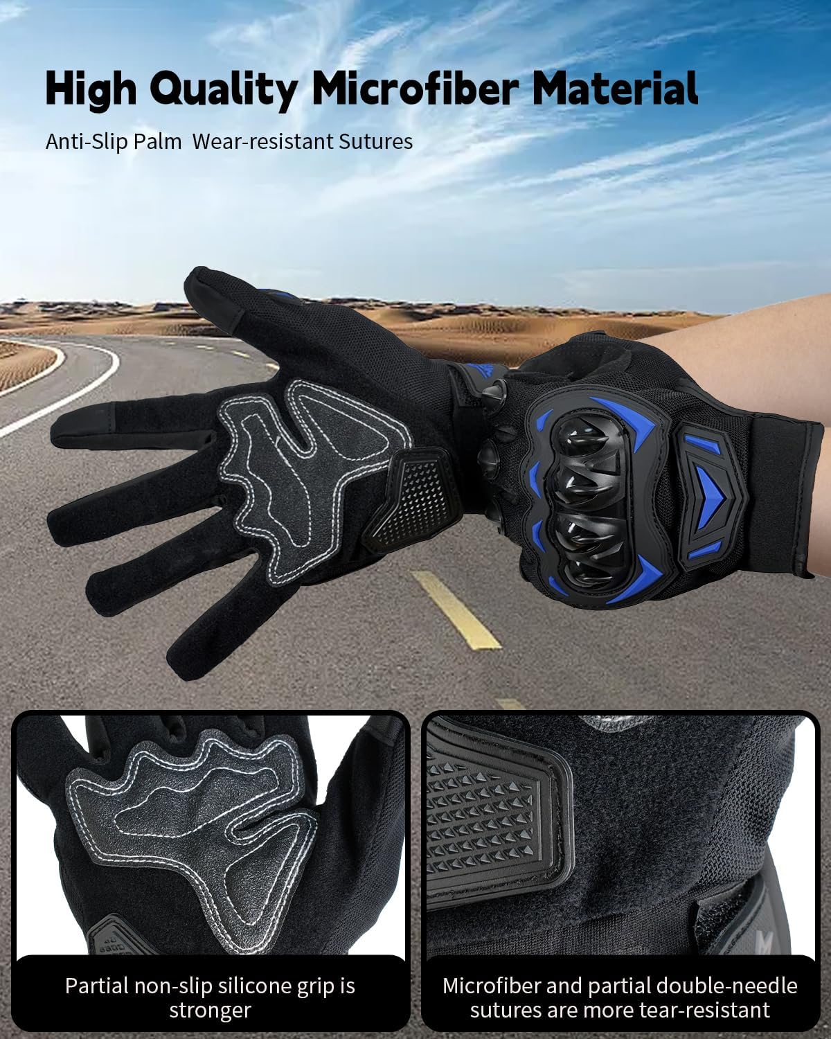 Motorcycle Gloves,Touchscreen Motorbike Gloves with Hard Knuckle Tactical Gloves Riding Gloves Anti-Slip Airsoft Gloves