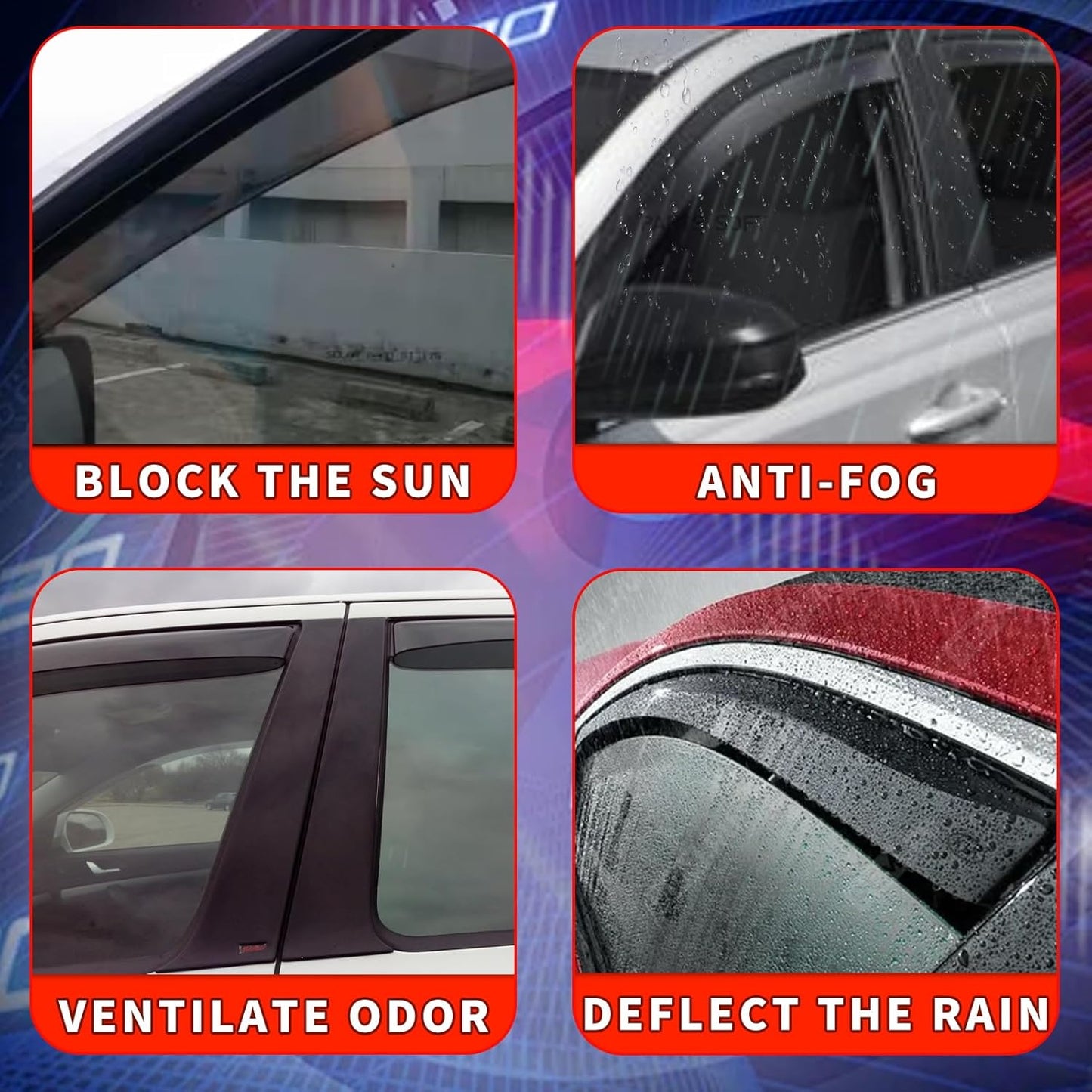 in Channel Window Visors for Ford Explorer 2020 2021 2022 2023 2024 2025, Durable Rain Guards, Vent Window Visors Shades, Wind Deflectors for 20-25 Explorer, 4PCS