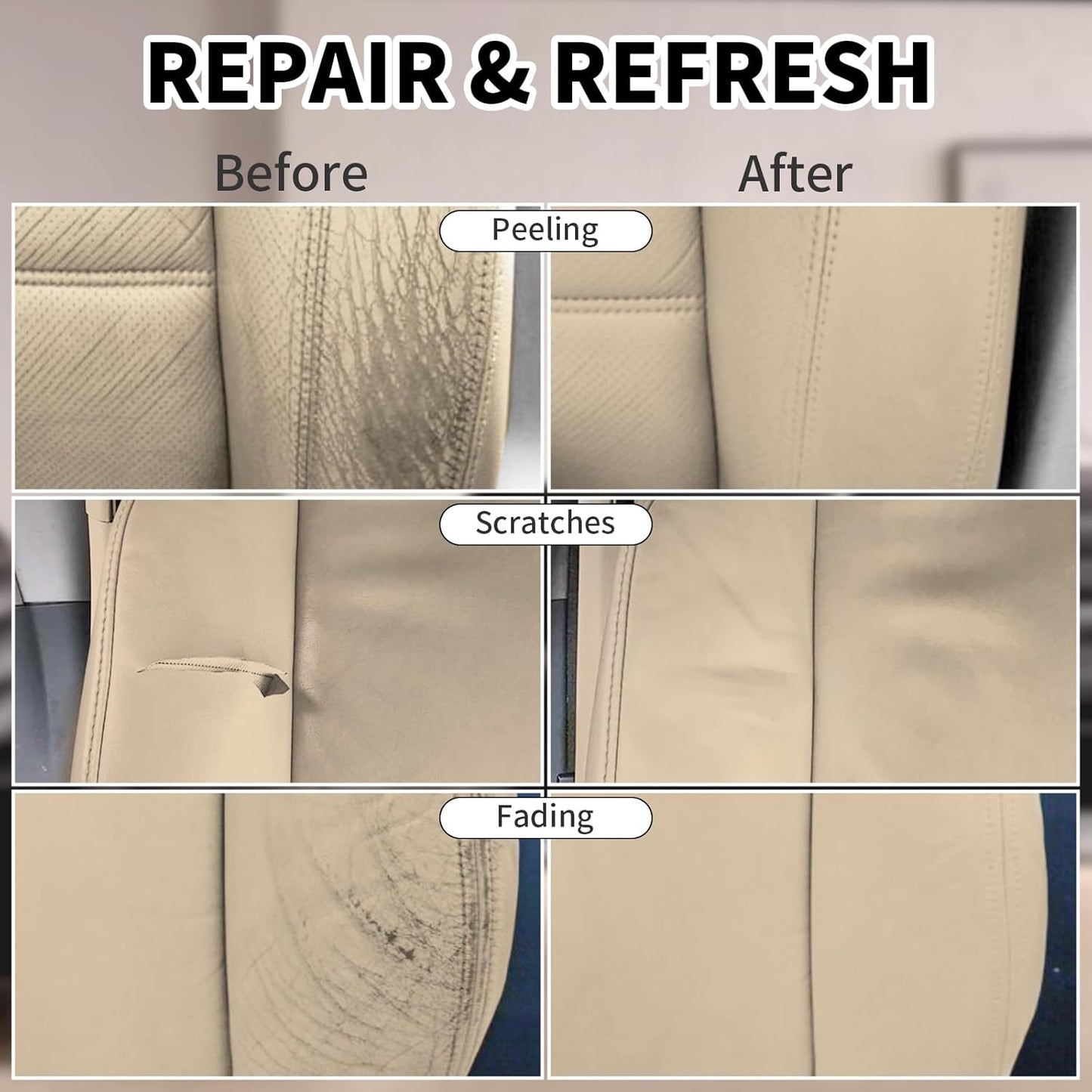 8.5oz Leather Recoloring Balm with 100ml Mink Oil,Beige Leather Repair kit for Furniture and Car Interior,Leather Couch Scratch Repair,Leather Dye Paint,Mink Oil for Leather