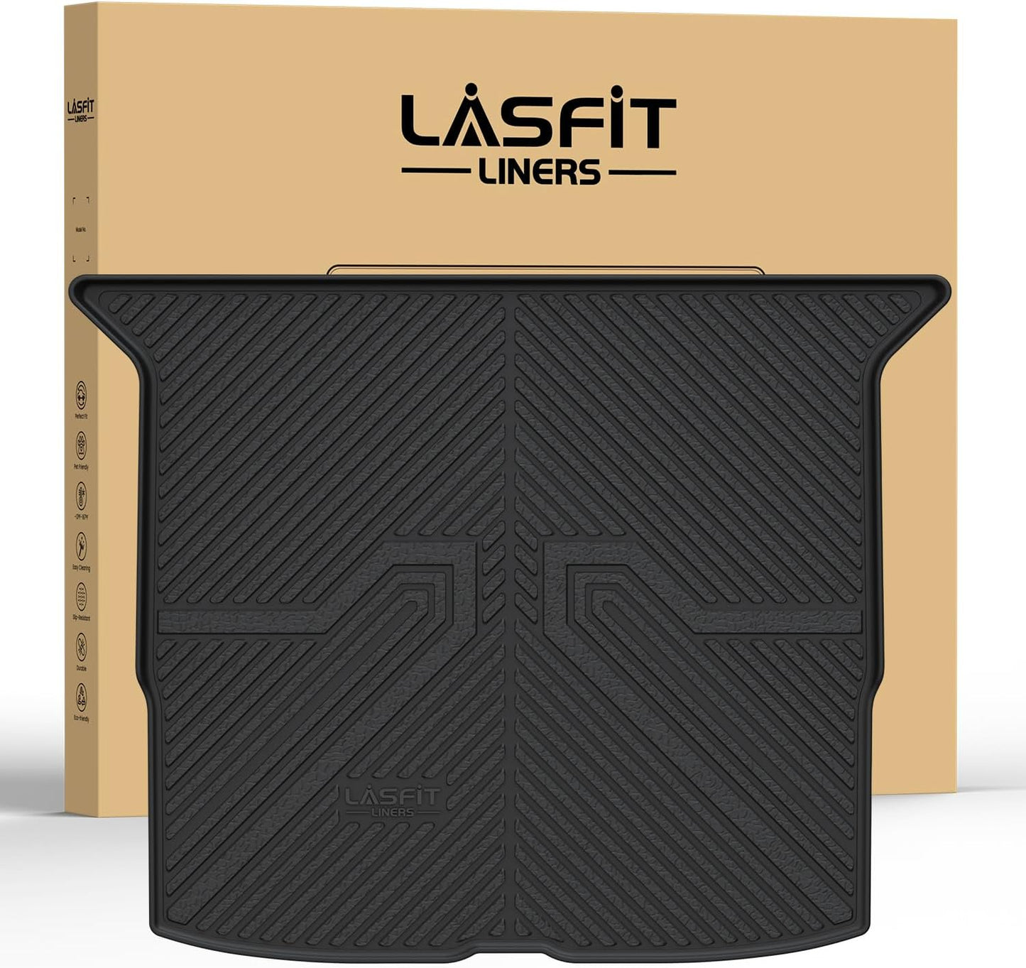 LASFIT Trunk Mat for Honda Passport 2019 2020 2021 2022 2023 2024 2025, All Weather Custom Fit TPE Cargo Mat Trunk Tray Cargo Tray, Black