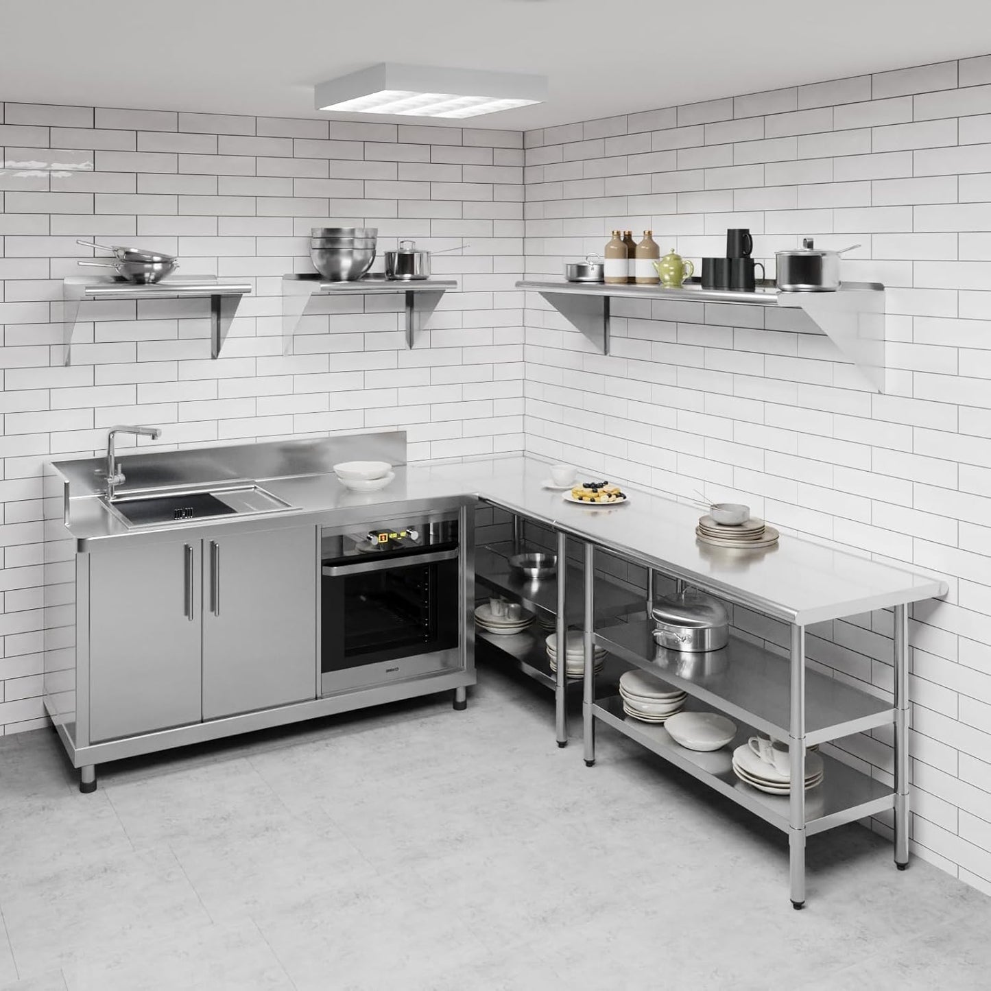 AmGood 60" Long X 18" Deep Stainless Steel Wall Shelf | NSF | Appliance & Equipment Metal Shelving | Kitchen, Restaurant, Garage, Laundry, Utility Room