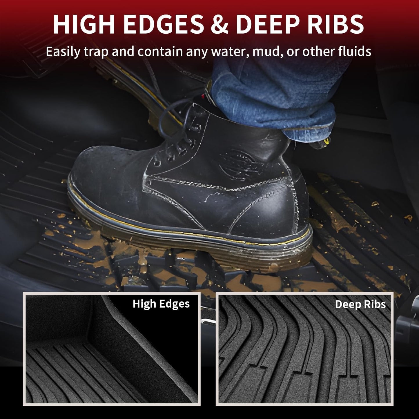 LASFIT Floor Mats & Cargo Mats for Volkswagen ID.4 2025 2024 2023 2022 2021, All Weather TPE Custom Fit Floor Liners for VW ID.4 1st & 2nd Row Car Mats & Trunk Mats, Black