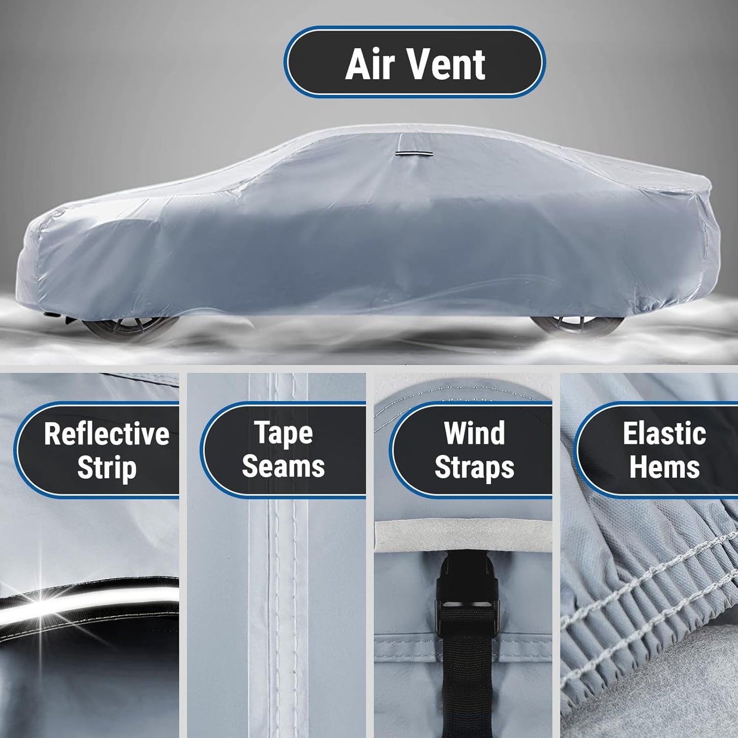 iCarCover Custom Car Cover for Chevy Bel Air Wagon (1959-1964) Waterproof All Weather Rain Snow UV Sun Protector Full Exterior Indoor Outdoor Car Cover (Stripe - Gray/Black)