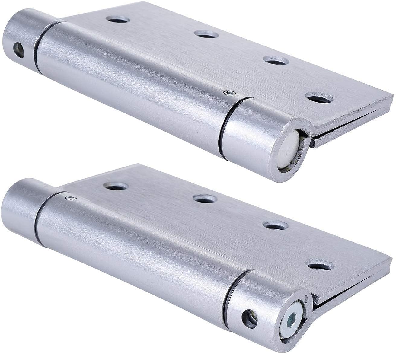 2 Pack - 4.5"x4" Brushed Satin Chrome Finish Self Closing Reversible Door Hinge - Heavy Duty Commercial Spring Door Hinge - UL Listed with Complete Installation Hardware