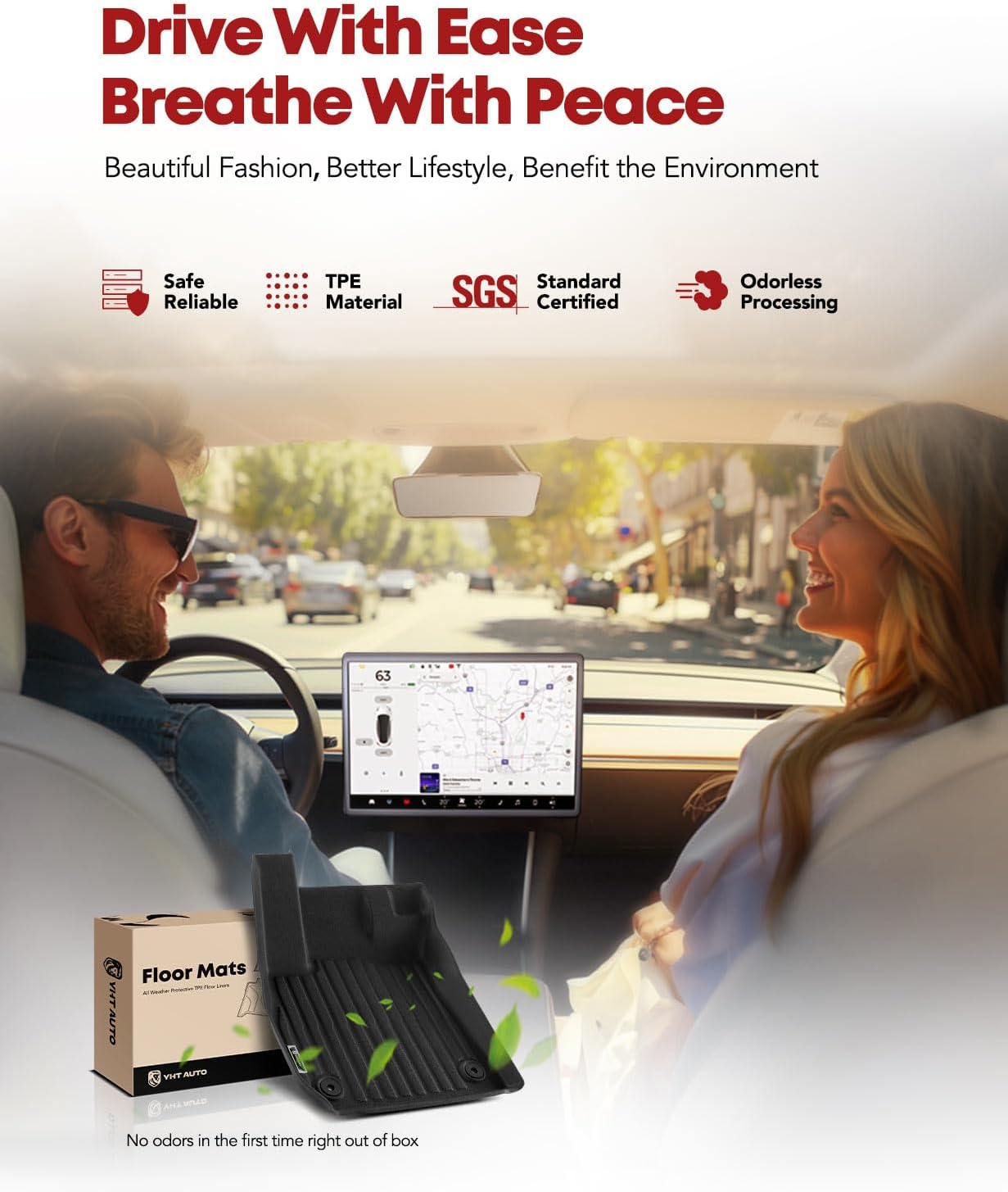 YHTAUTO Floor Mats Fit 2017-2019 Buick Lacrosse, TPE All Weather Car Mats Waterproof Anti-Slip Odorless Floor Liner, Interior Car Accessories Front & 2nd Row Liner