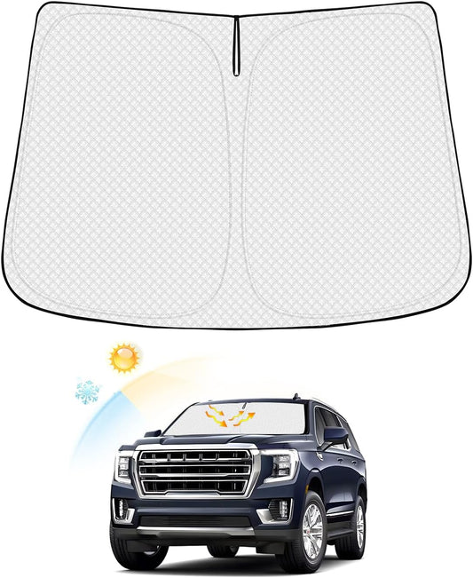 Windshield Sun Shade for GMC Yukon XL 2021-2025 2026 Thicken 6-Layer Foldable Front Window Sunshade Sun Visor Protector Block UV Rays Keep Vehicle Cool