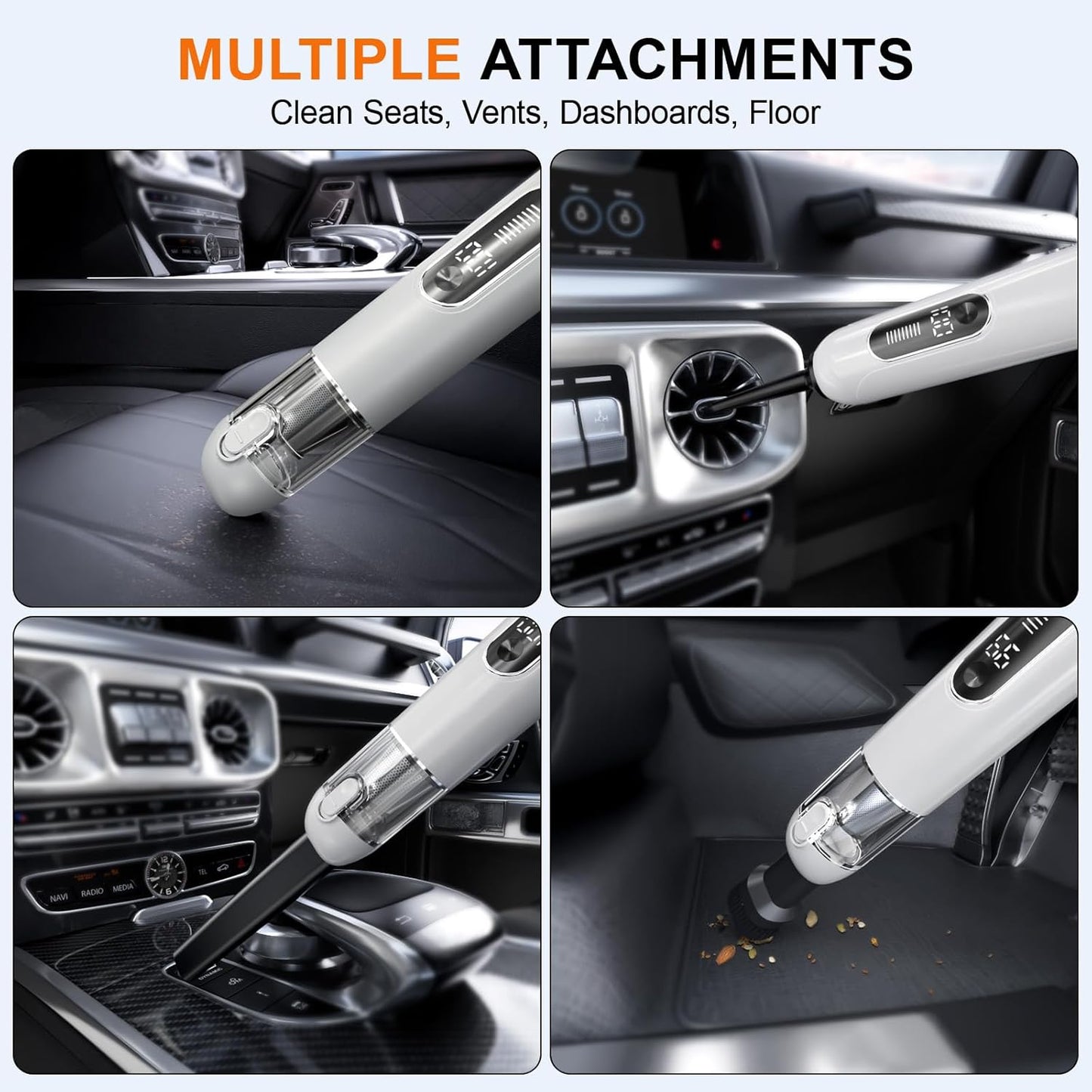 4-in-1 Handheld Cordless Car Vacuum – 19000PA, Brushless Motor, 2-in-1 Blow & Suction, Dual Modes, Type-C, Mini & Portable for Car, Home, Office, Keyboard Cleaning