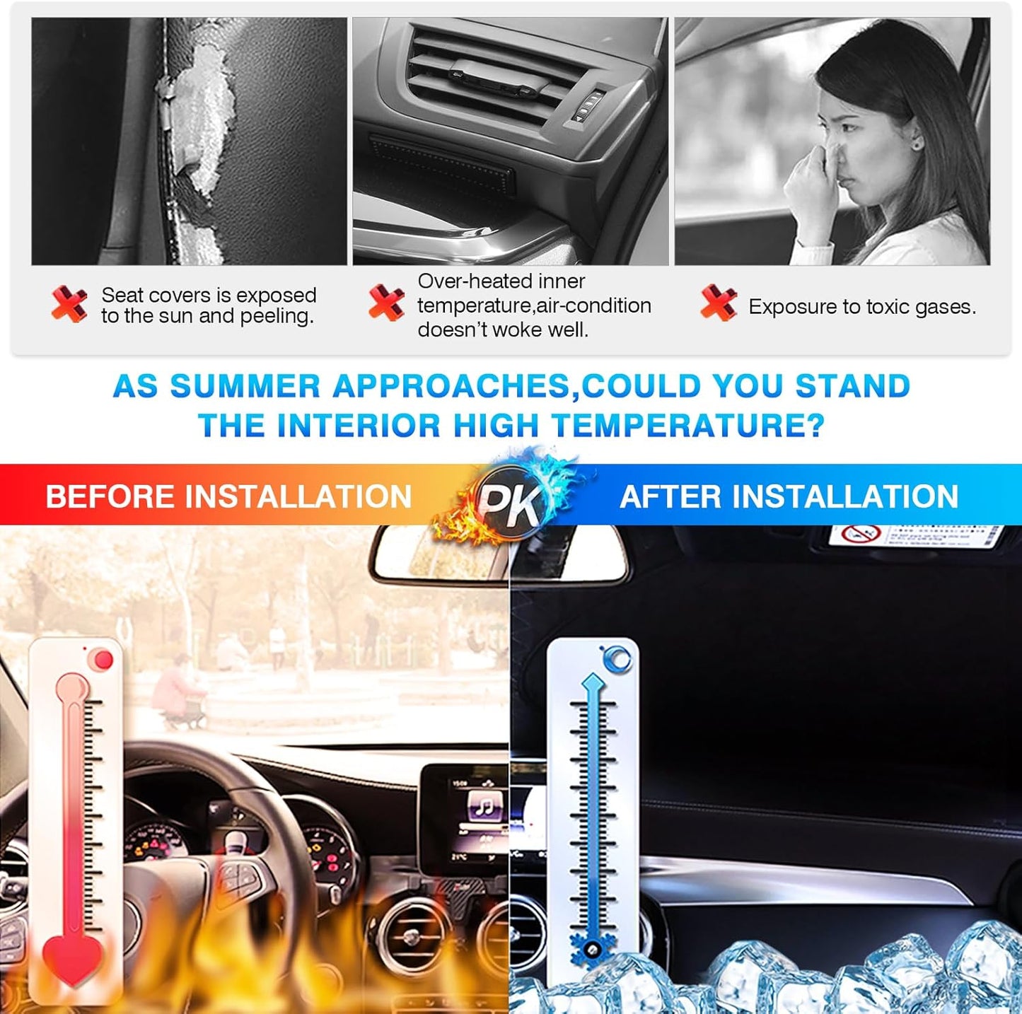 KUST Windshield Sun Shade for 2024 2025 2026 Hyundai Santa Fe Custom Fit Sunshade Window Sun Visor Protector Foldable Blocks UV Rays Keep Car Cooler