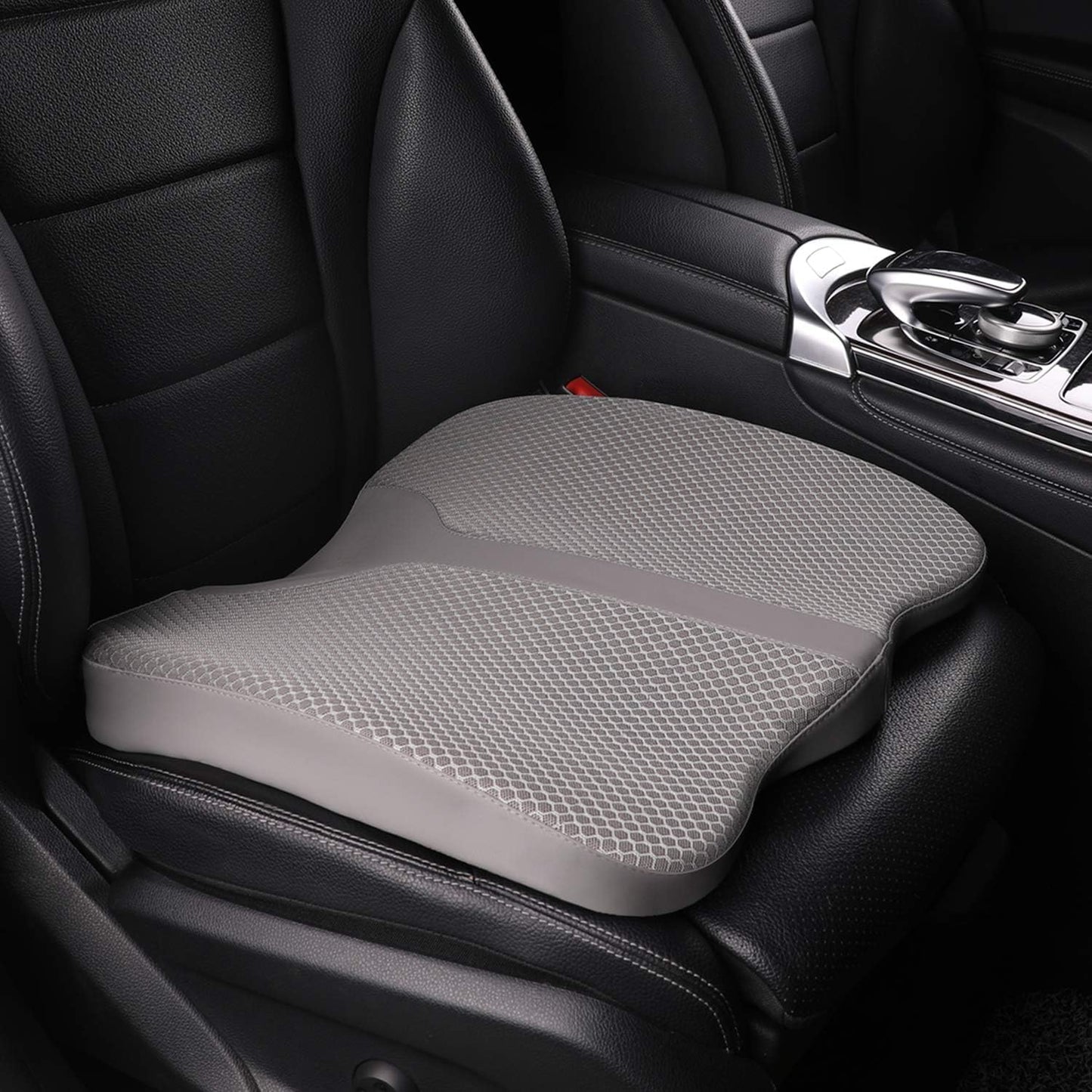 Car Seat Cushion - Comfort Memory Foam Seat Cushion for Car Seat Driver, Tailbone (Coccyx) Pain Relief, Car Seat Cushions for Driving (Gray)