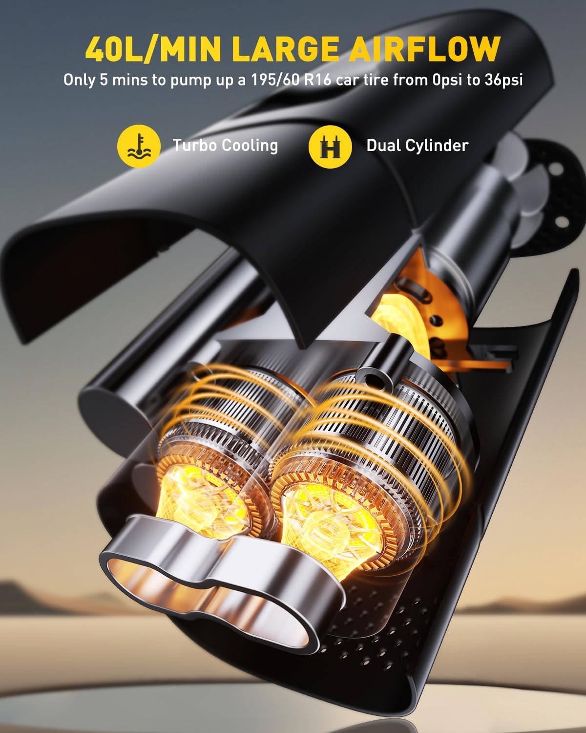 AUXITO A502 Portable Air Compressor - Tire Inflator for Car, Truck, Bike, Motorcycle with Digital Tire Pressure Gauge & LED Light