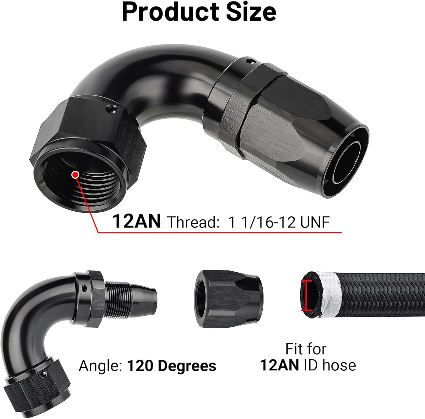 EVIL ENERGY 12AN 120 Degree One Piece Full Flow Hose End Fitting Swivel For CPE Braided Hose