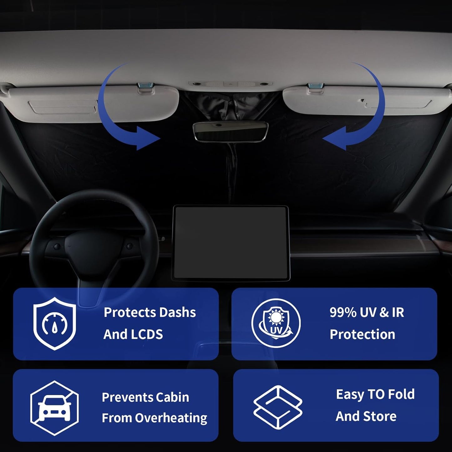 for Focus Windshield Sun Shade Sunshade for Ford Focus 2012-2018 Windshield Cover Fit 2020 2024 Focus S RS, ST, SE, SEL, Titanium, Electric Sedan Hatchback Accessories Sun Visor Protector Block UV Ray