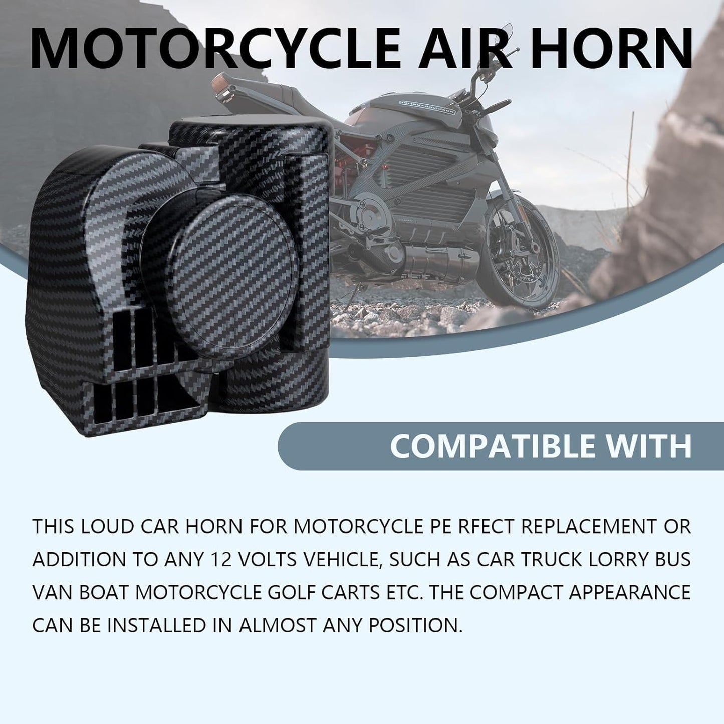 Train Horn Kit for Truck - 150DB Air Horn for Car, Motorcycle, Truck, Boat, & Pickup - 12V Super Loud horns with button, Motorbike-Compatible
