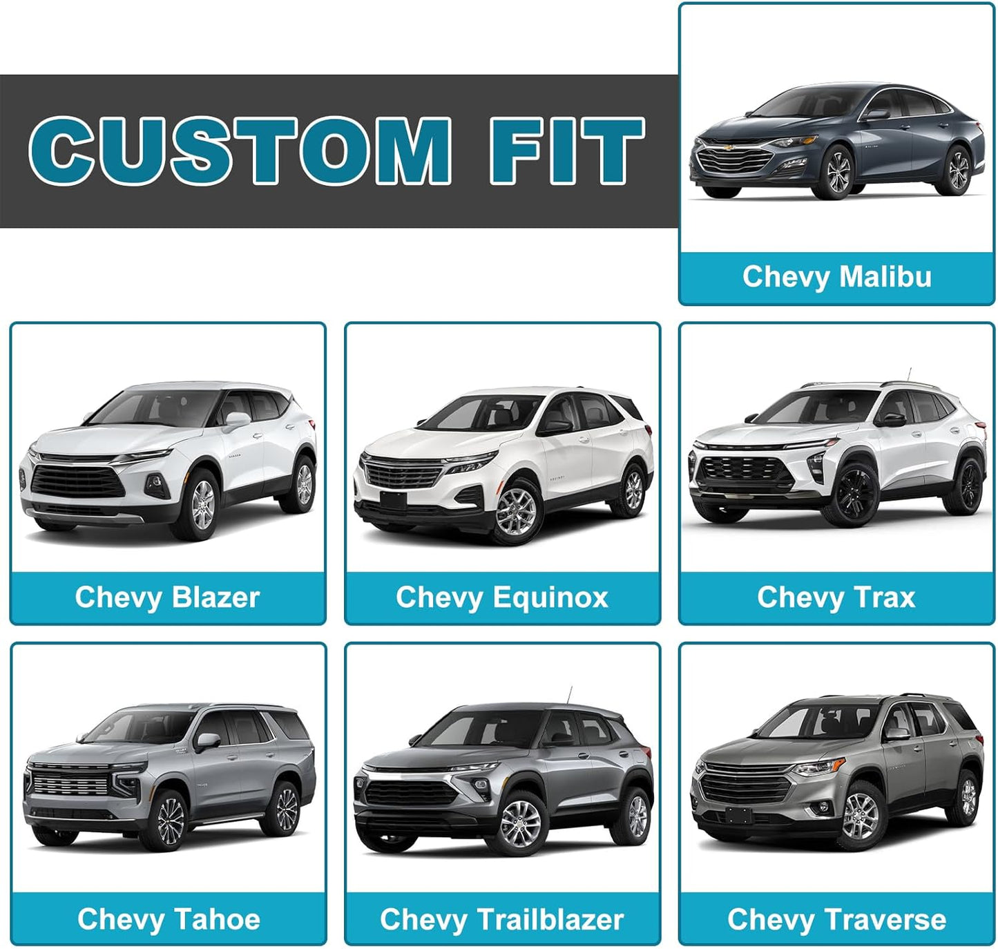 GIANT PANDA Fit Chevy Equinox Trax Malibu Blazer Trailblazer Traverse Tahoe Front Car Seat Cover, 3D Air Mesh Breathable Seat Protector, Blue（2-Pack